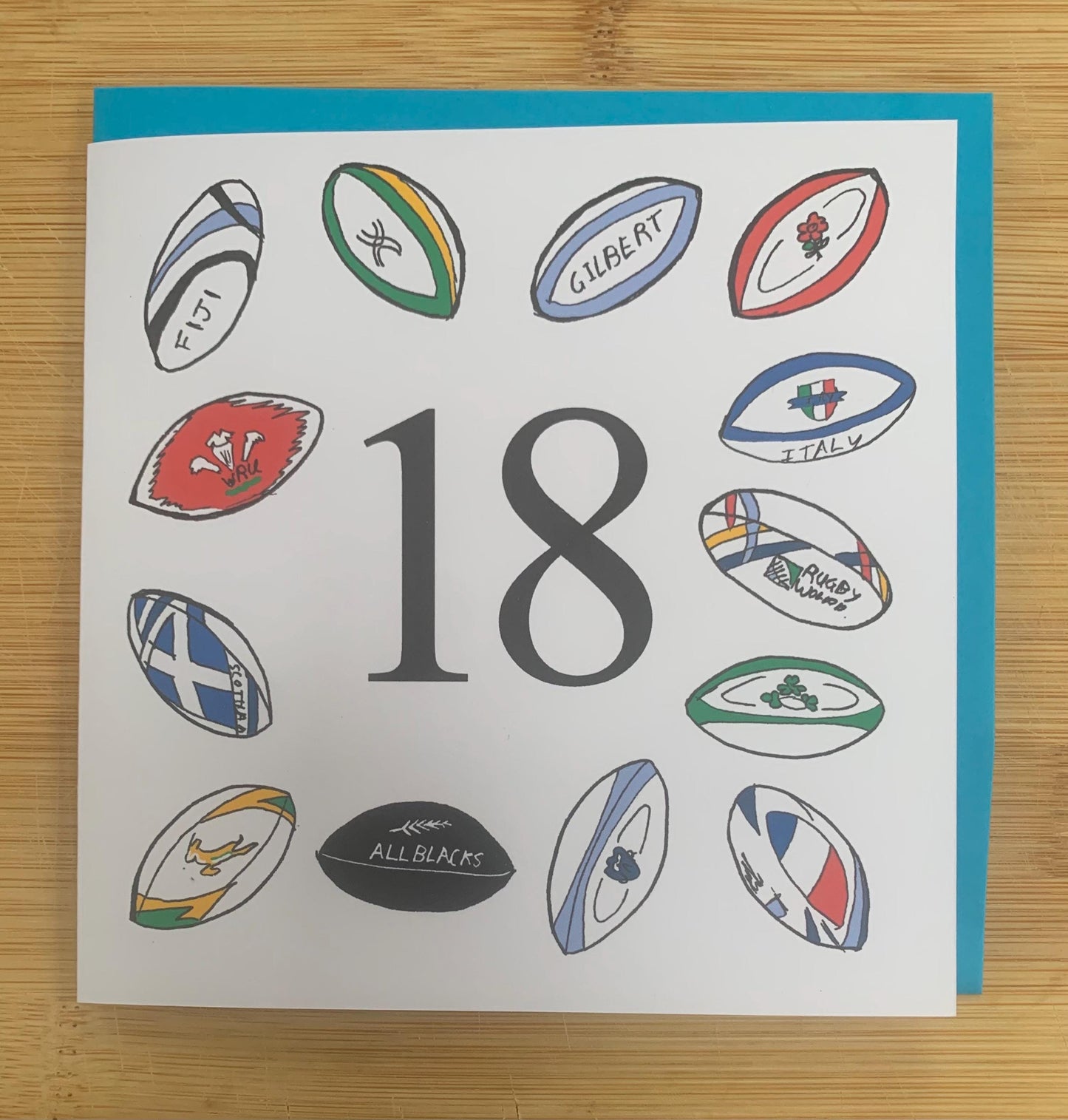 18th birthday card, rugby, 18, sporty, eighteen