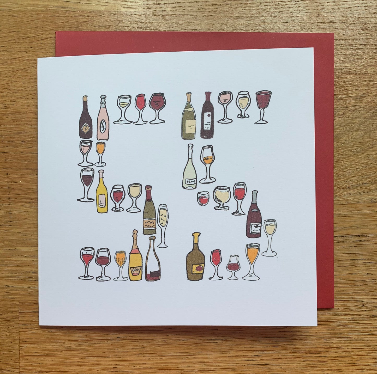 55th birthday card / 55/ 55th / wine