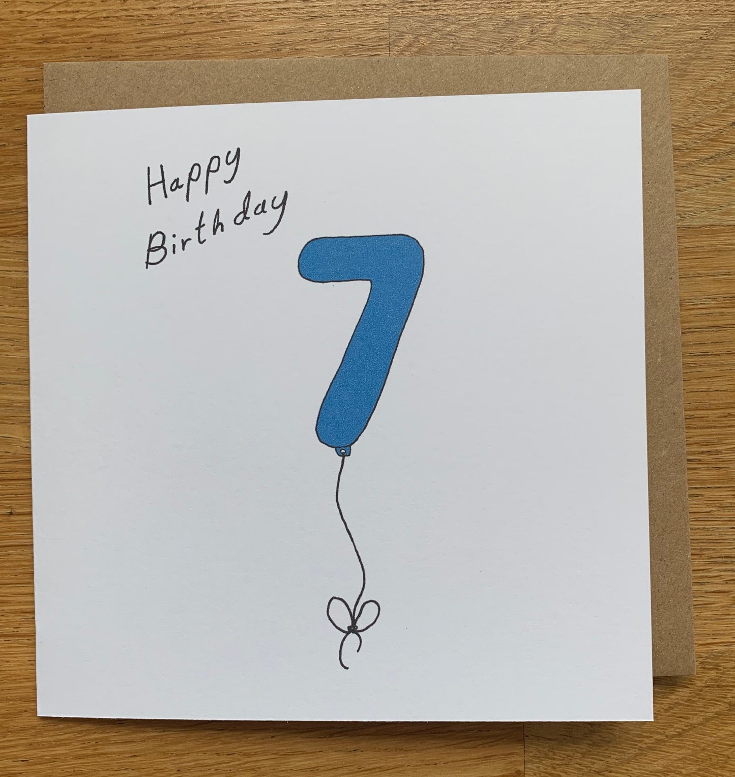 7th birthday card, 7 balloons, for men, for him, male, cute, blue, boy