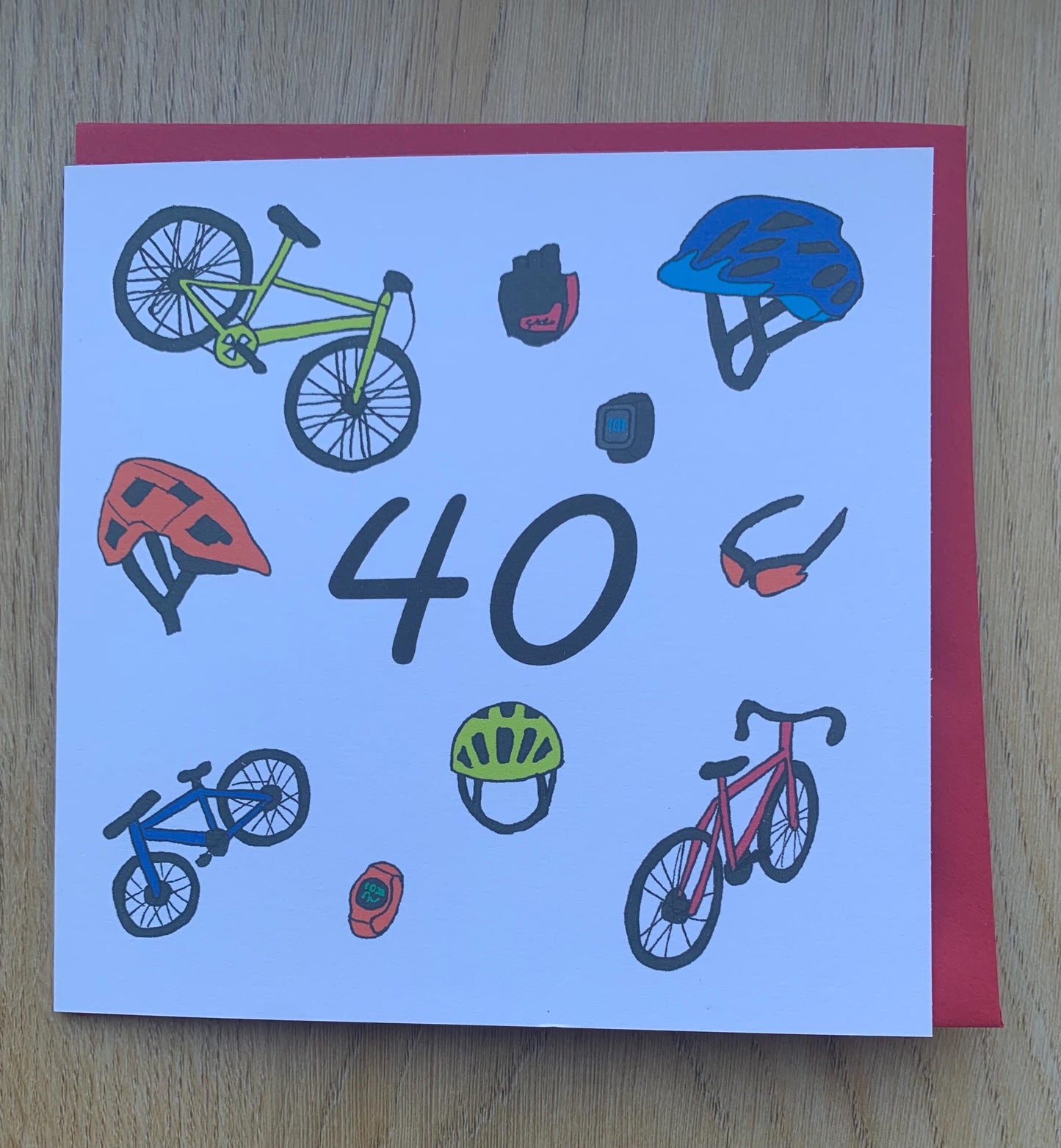 40th birthday Card, cycling, cyclist, bikes, bike, cycle, male, him, sporty, 40, forty
