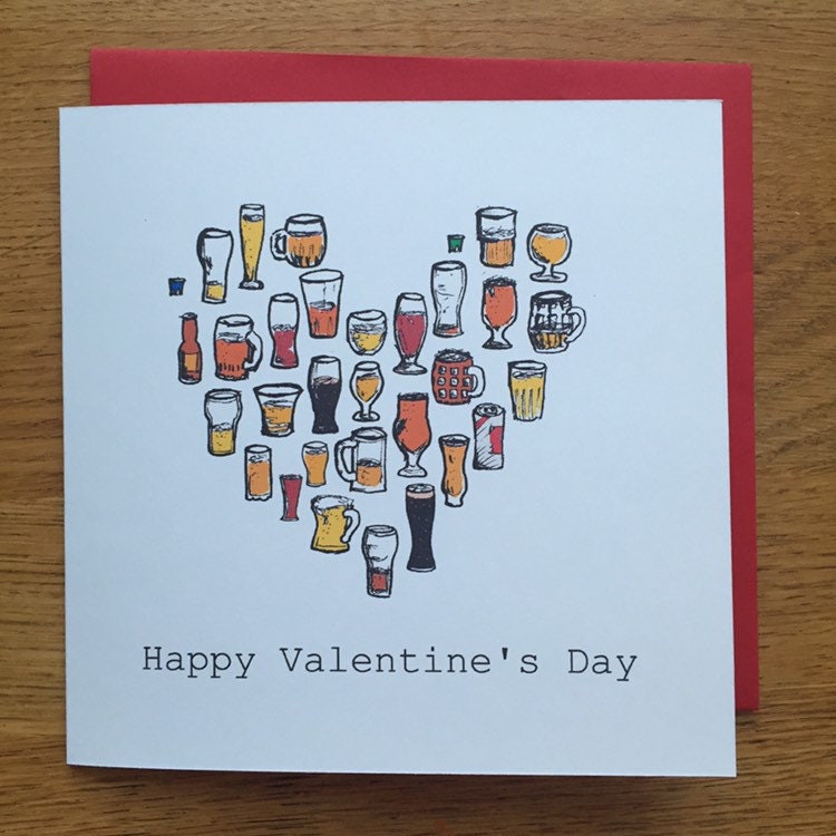 Valentines Day Card, beer, male, man heart
