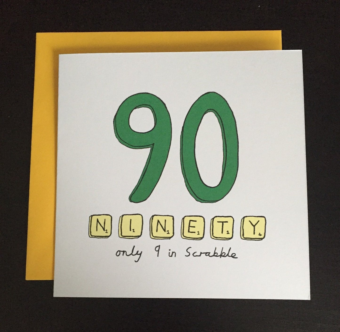 90th birthday card, ninety, 90 scrabble ninetieth birthday card
