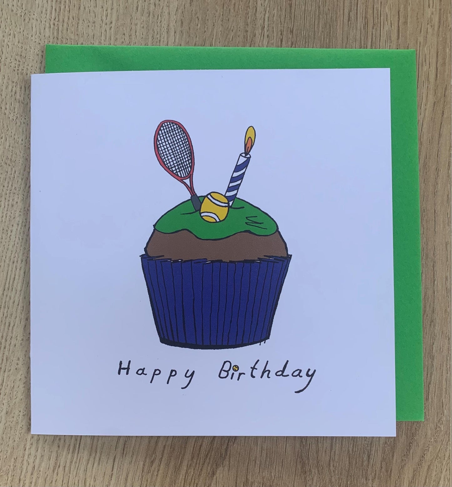 tennis birthday card/ happy birthday card/ cupcake/ tennis card / sports card