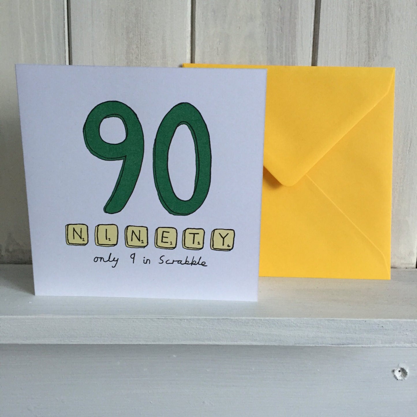 90th birthday card, ninety, 90 scrabble ninetieth birthday card