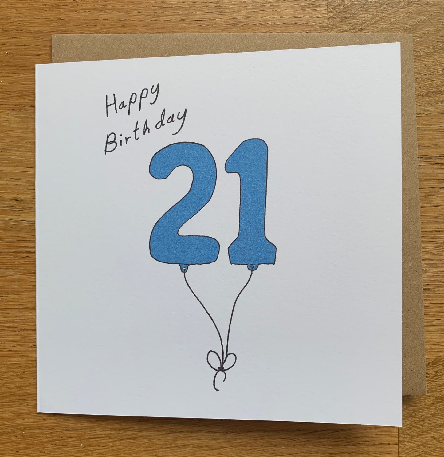 21th birthday card, 21 balloons, for men, for him, male, cute, blue,