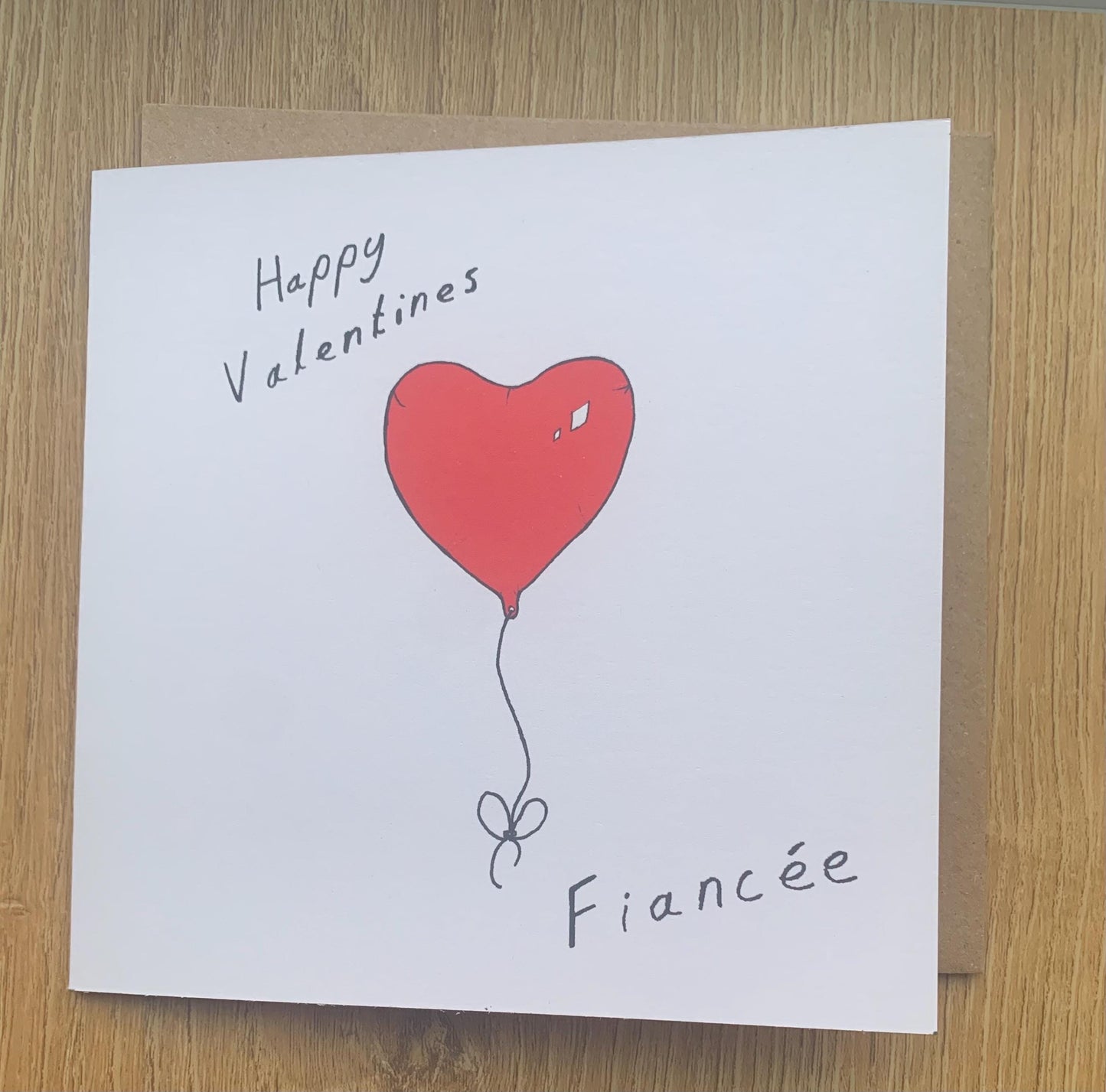 Valentines Day Card, fiancé , red heart balloon, for him, love, personalised, personalis fiancée