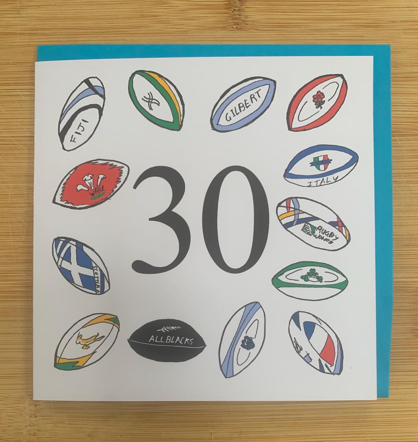 30th birthday card, rugby, 30, sporty, thirty