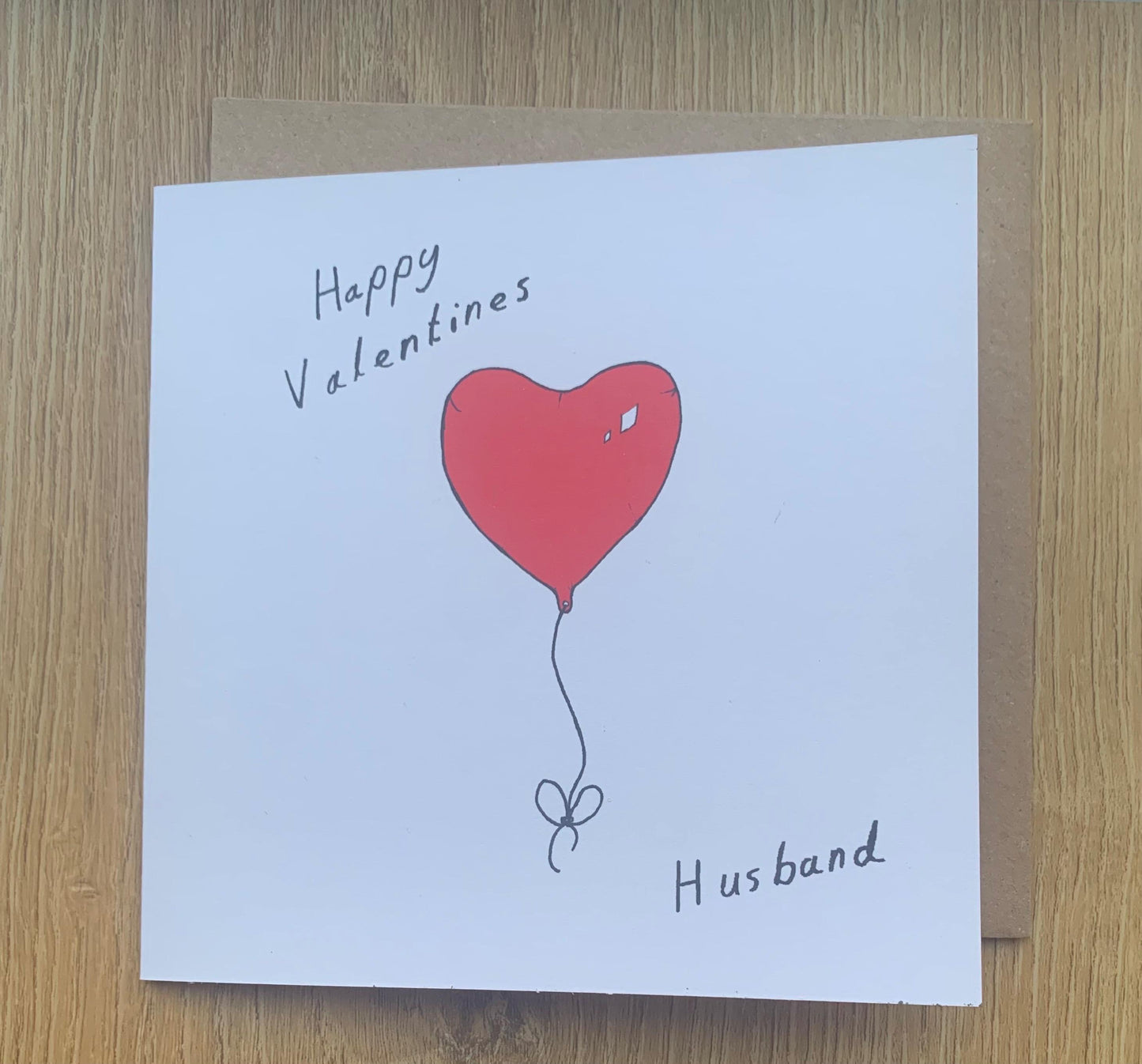 Valentines Day Card, husband , red heart balloon, for him, love, personalised, personalis