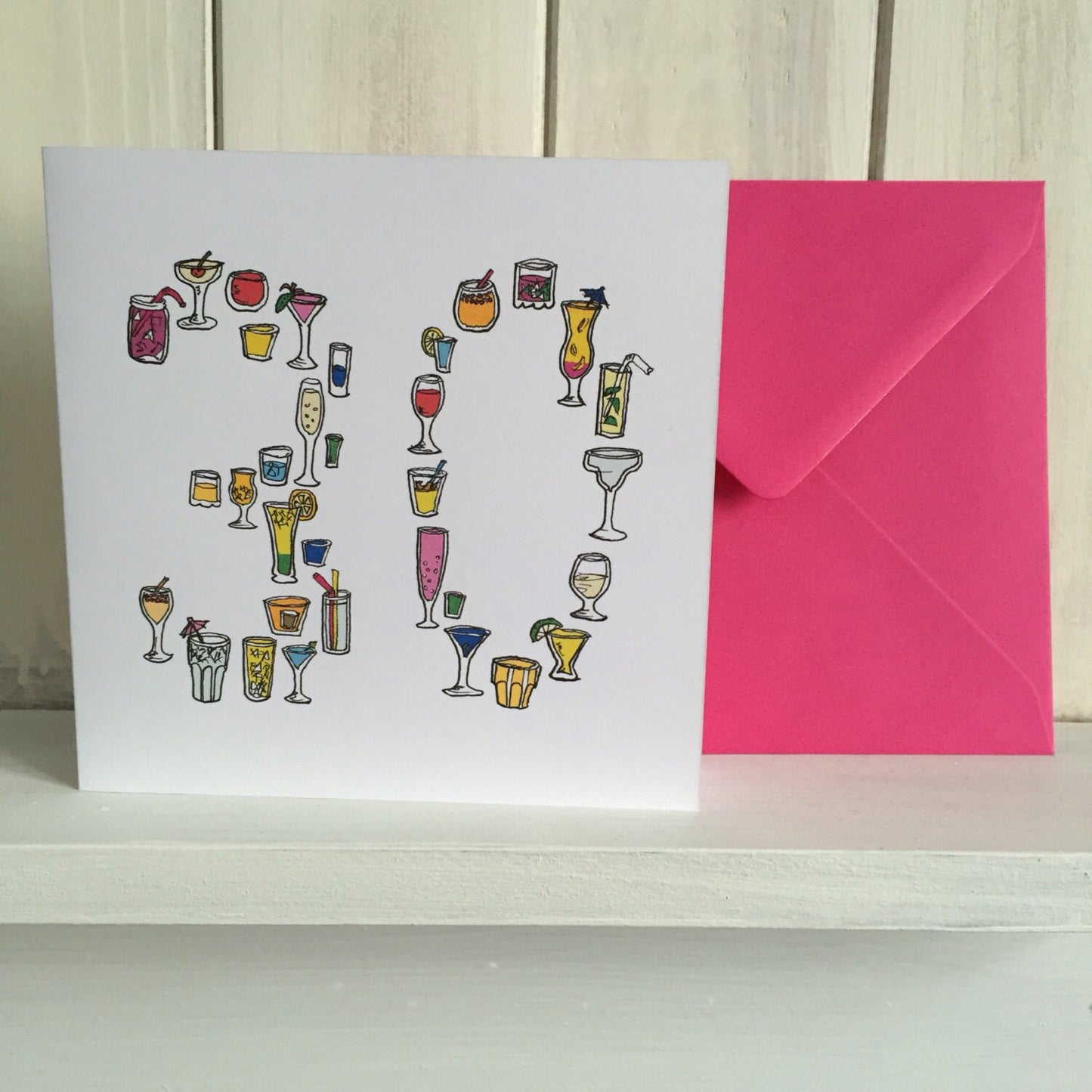 30th birthday card, drinking card, thirty thirtieth birthday 30 cocktails