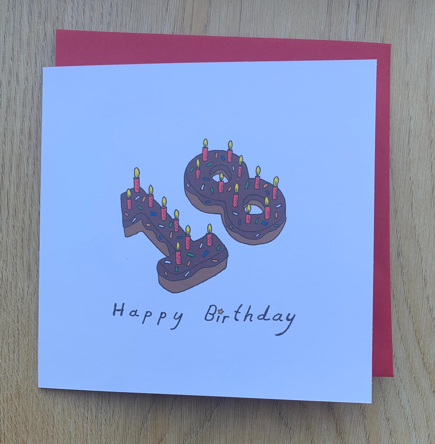 18th birthday Card, chocolate cake, male, him, female, her, 18, eighteen, cute