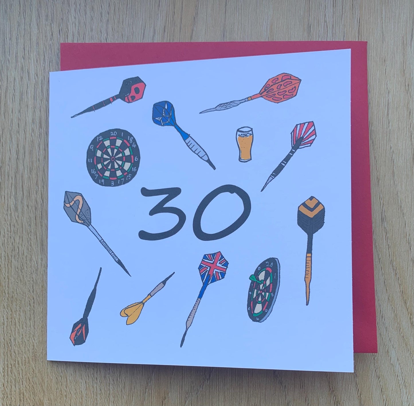 30th Birthday card/ darts/ 30/ for him / for her, sporty/ thirty