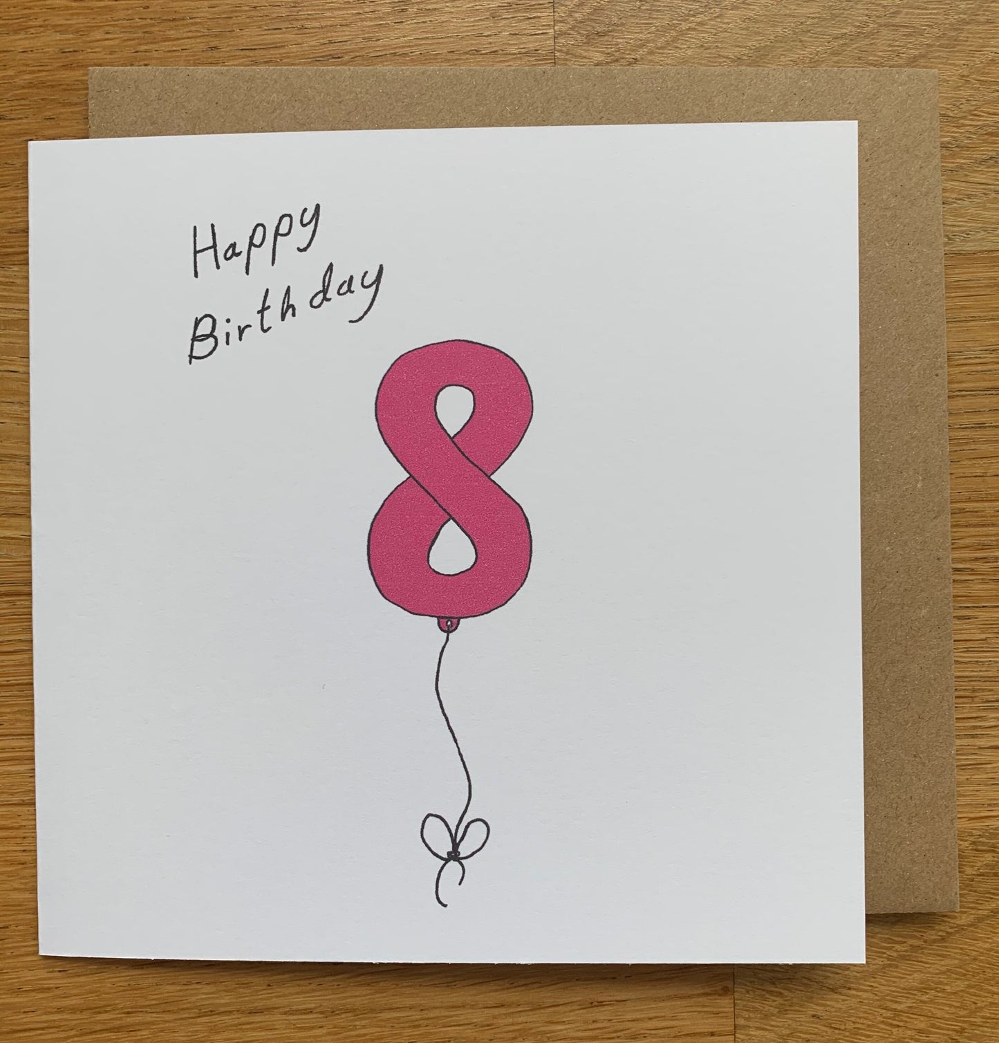 8th birthday card, 8 balloons, for women, for her, woman, female, cute, pink, girl