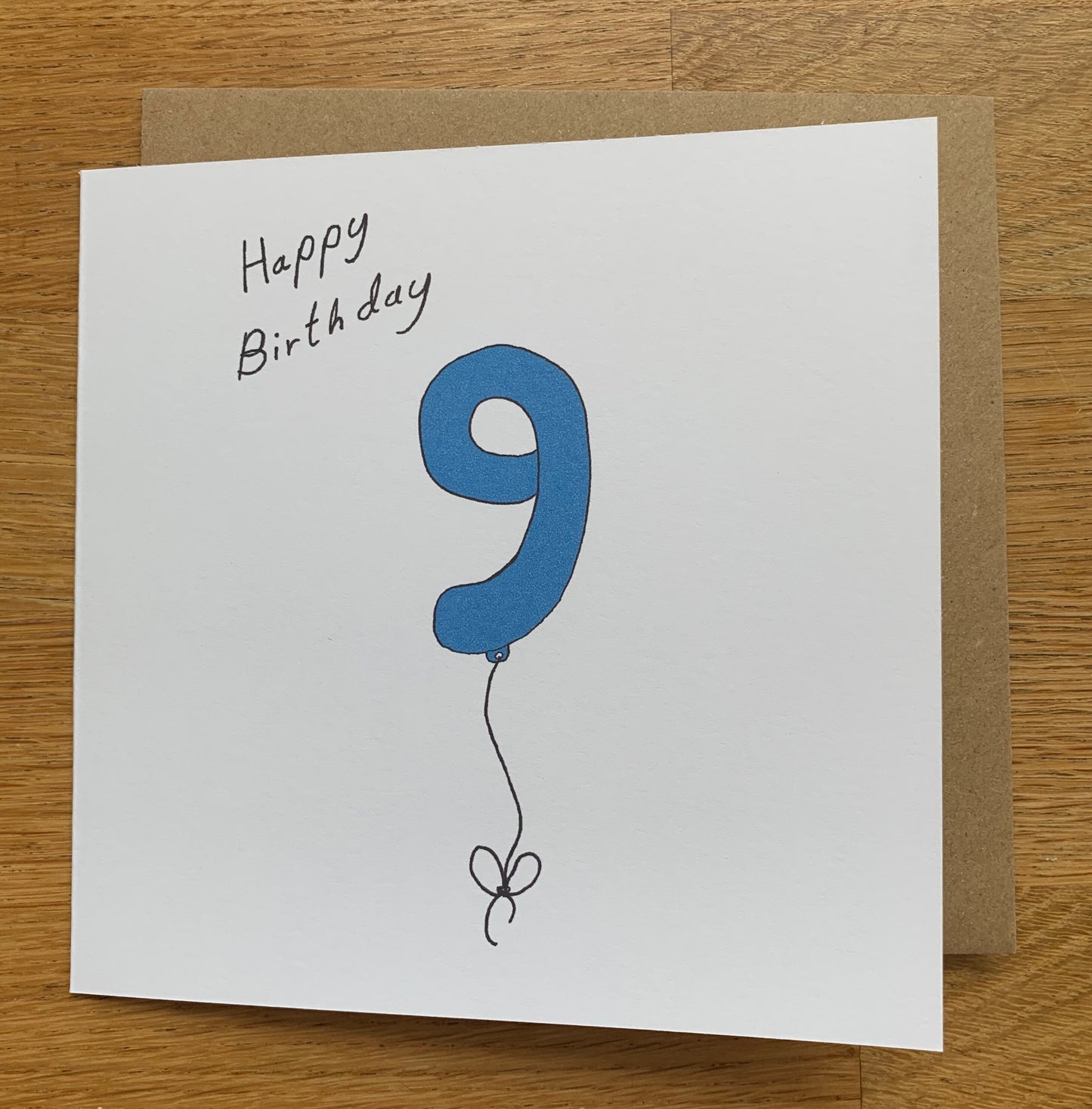 9th birthday card, 9 balloons, for men, for him, male, cute, blue, boy