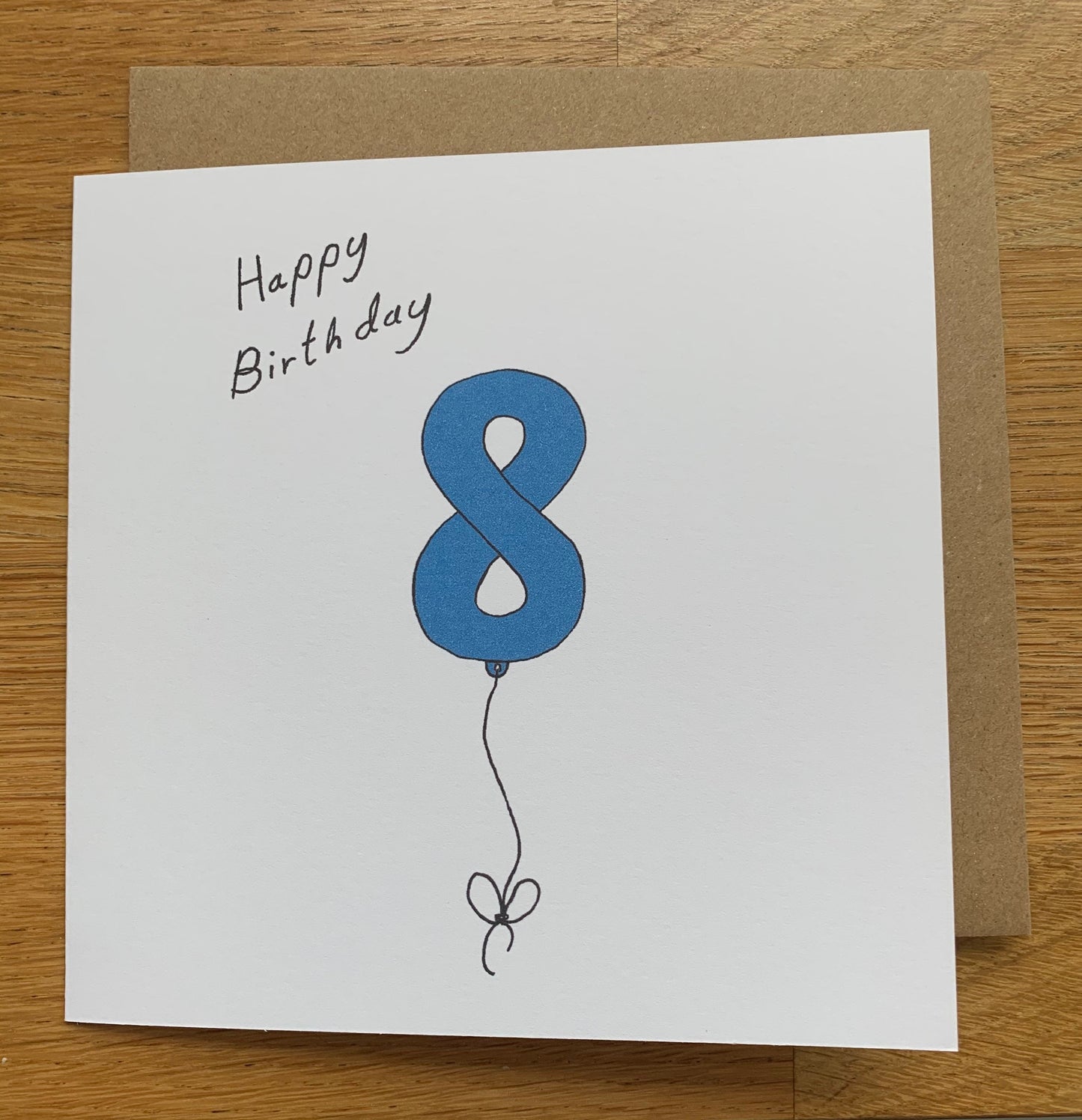 8th birthday card, 8 balloons, for men, for him, male, cute, blue, boy