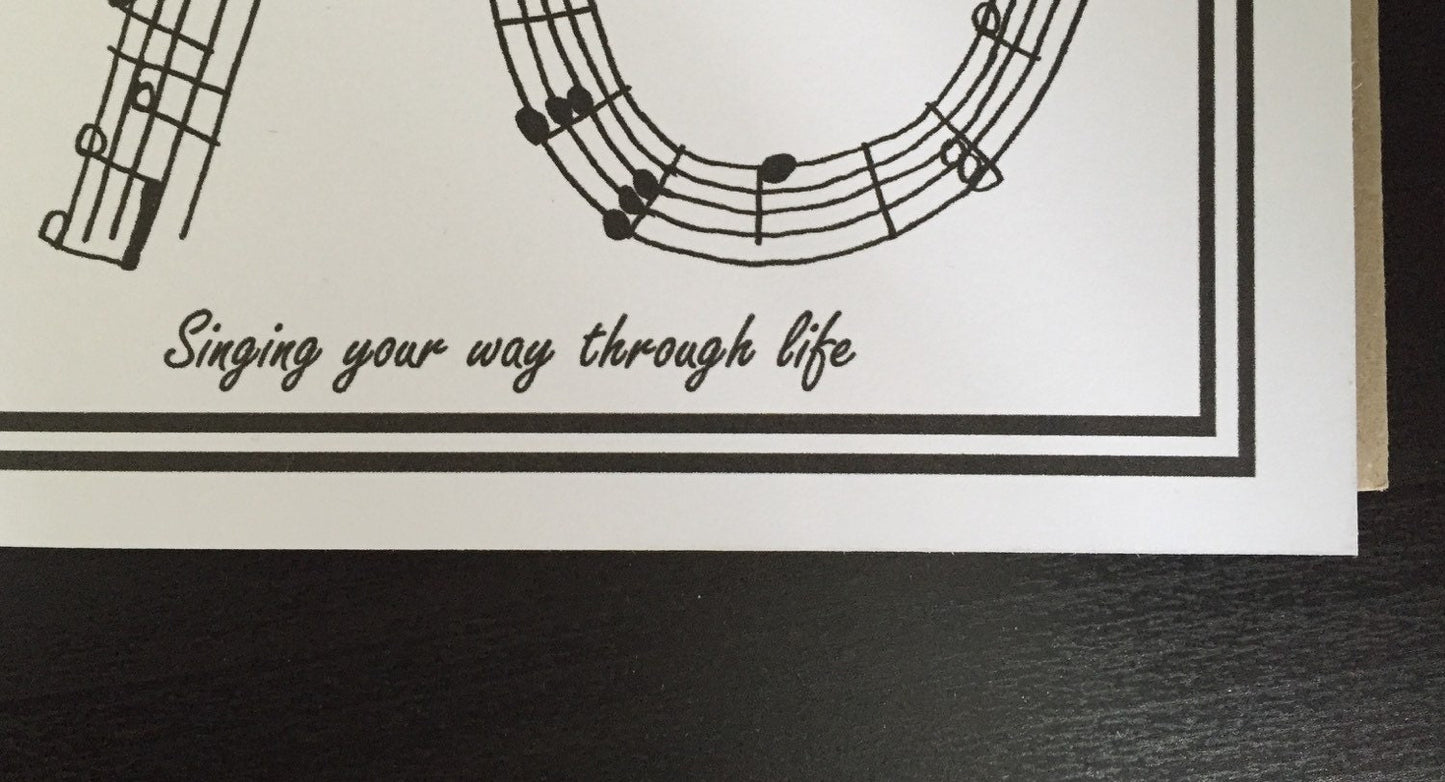 70th birthday card, seventieth birthday, music