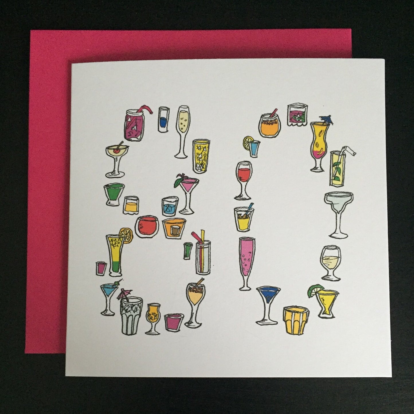 80 birthday card, eightiet, cocktail eighty 80th