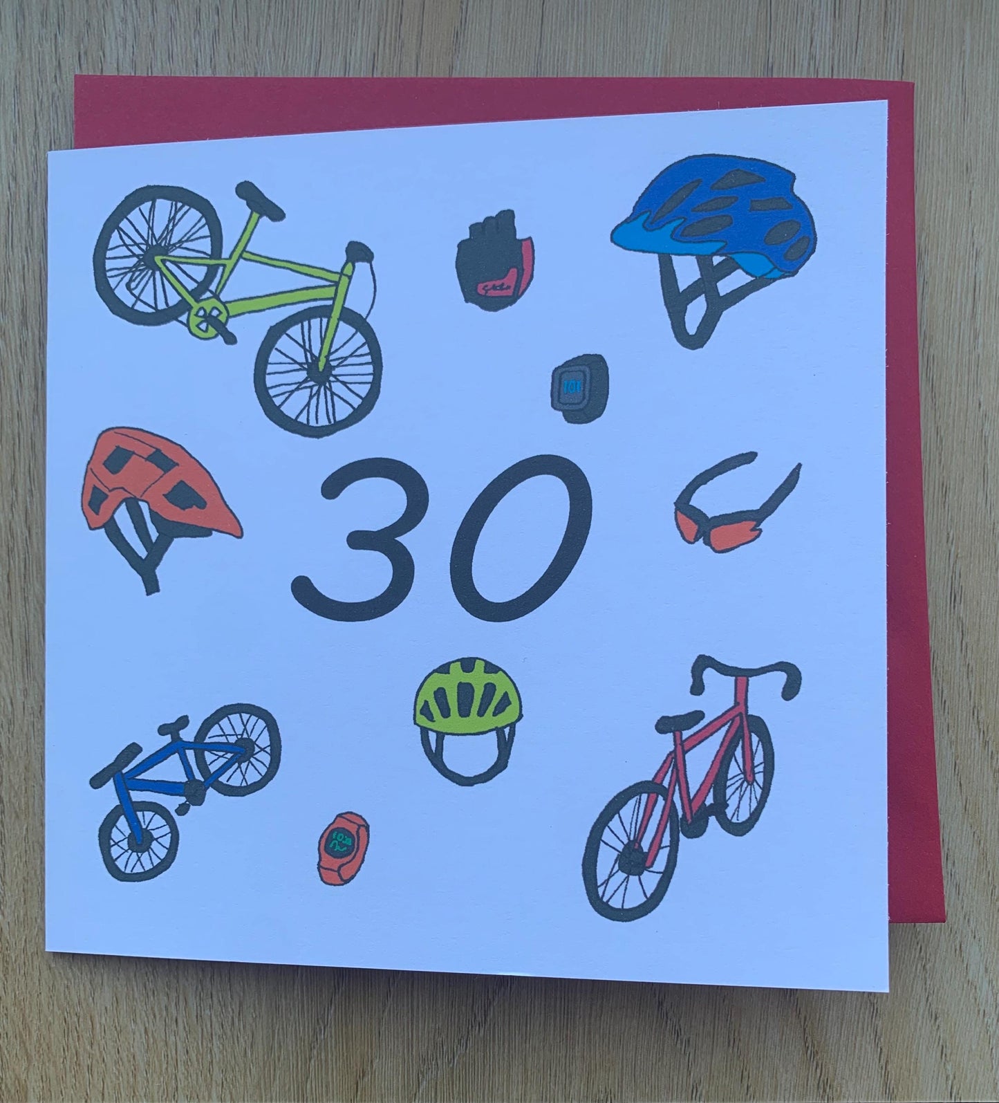 30th birthday Card, cycling, cyclist, bikes, bike, cycle, male, him, sporty, 30, thirty