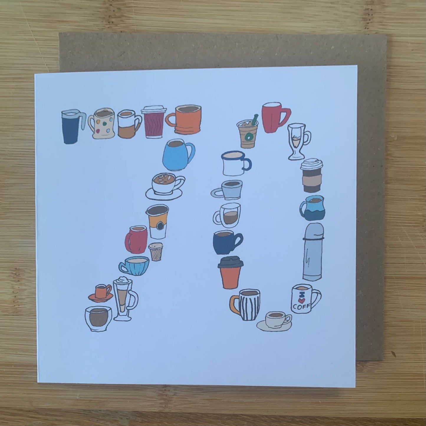 70th birthday card, seventieth birthday, coffee, coffee lover