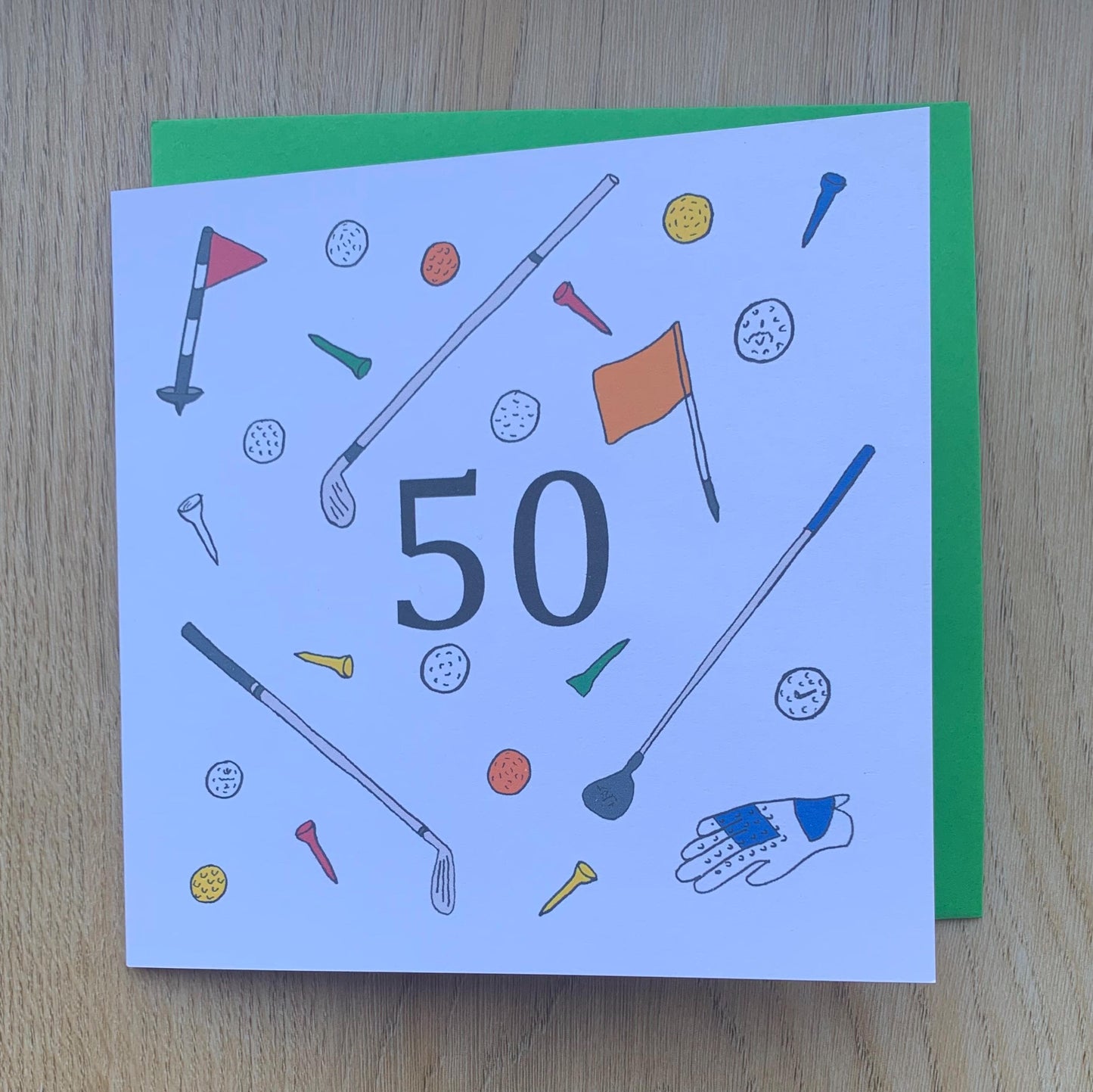 50th birthday card, Golf, male birthday card, golfing, sports greatings card, golf lover gift, 50, fifth