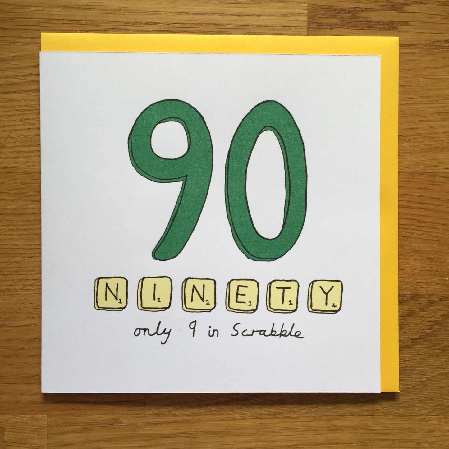 90th birthday card, ninety, 90 scrabble ninetieth birthday card
