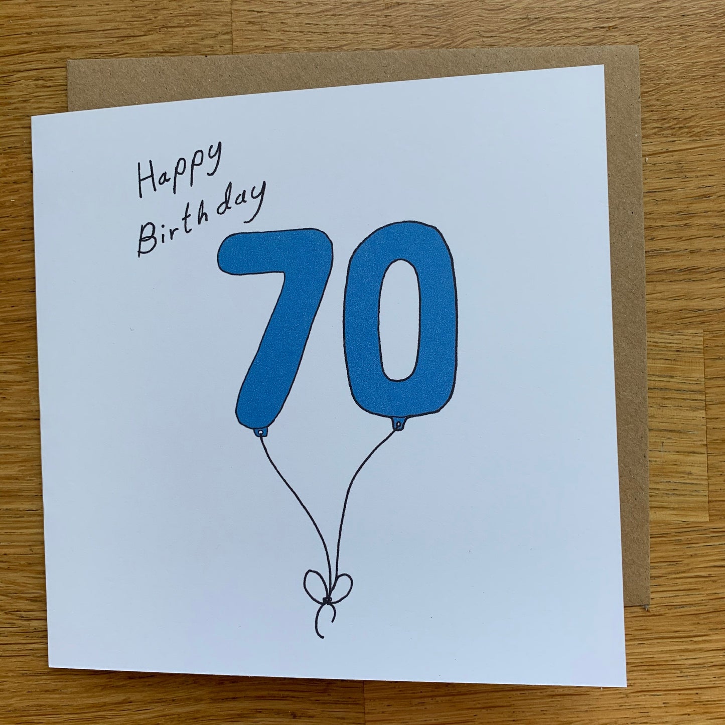 70th birthday card, 70 balloons, for men, for him, male, cute, blue,