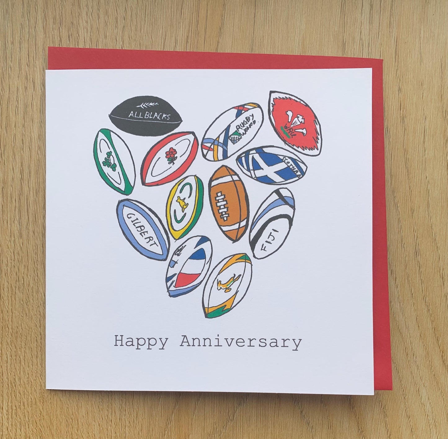 Anniversary Card, Rugby, sports lover, husband, couple, wife, wedding