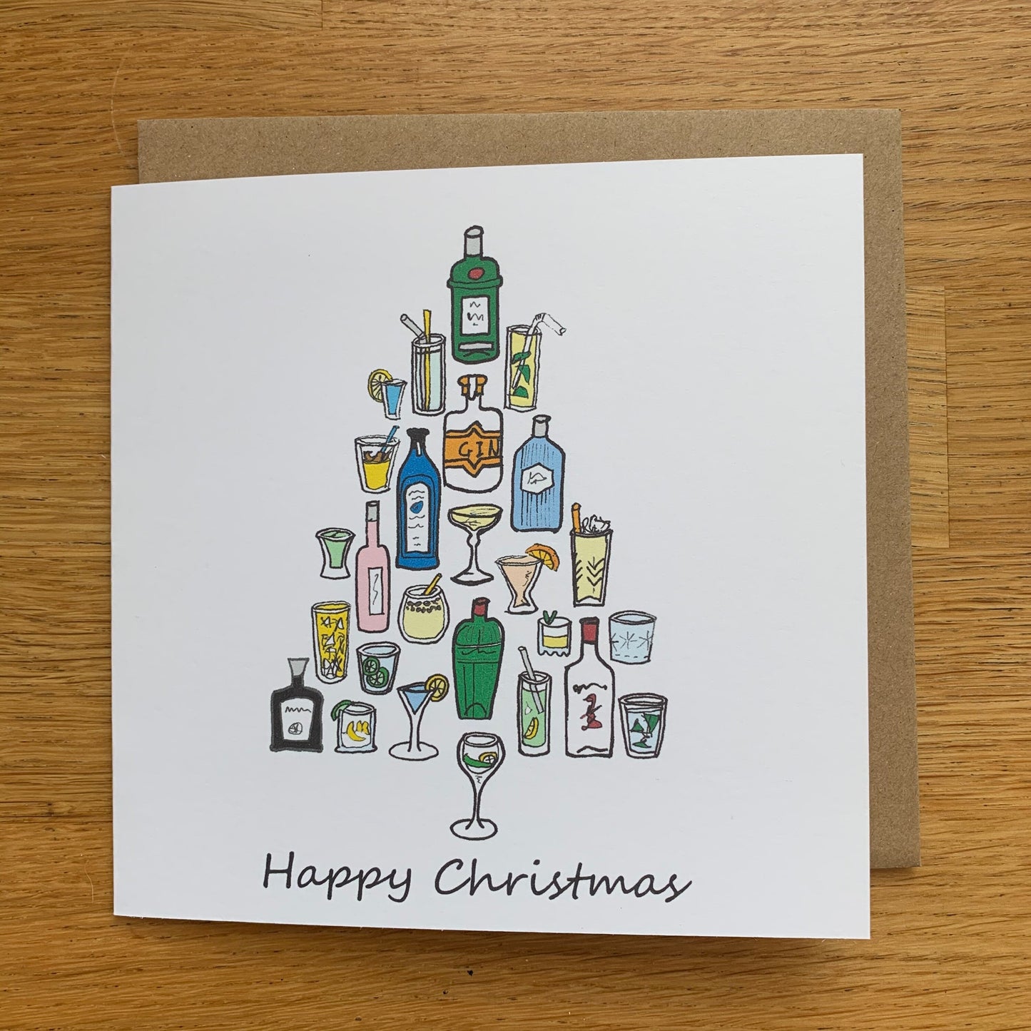 Gin Christmas card, gin card, gin, Christmas card, gin Christmas tree