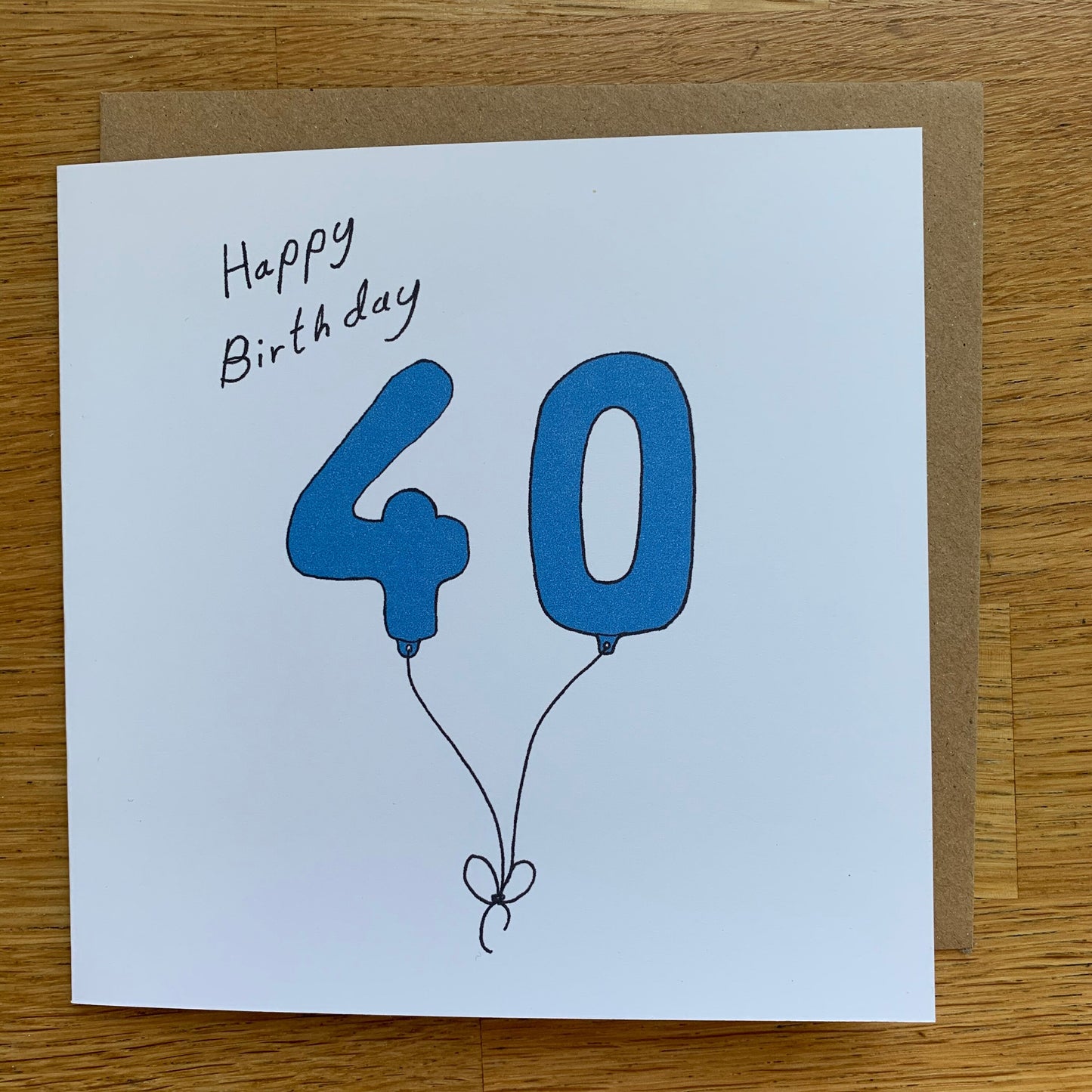 40th birthday card, 40 balloons, for men, for him, male, cute, blue,