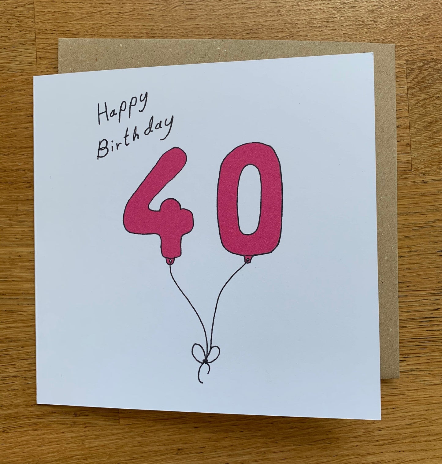40th birthday card, 40 balloons, pink, for her, female, woman. women, cute