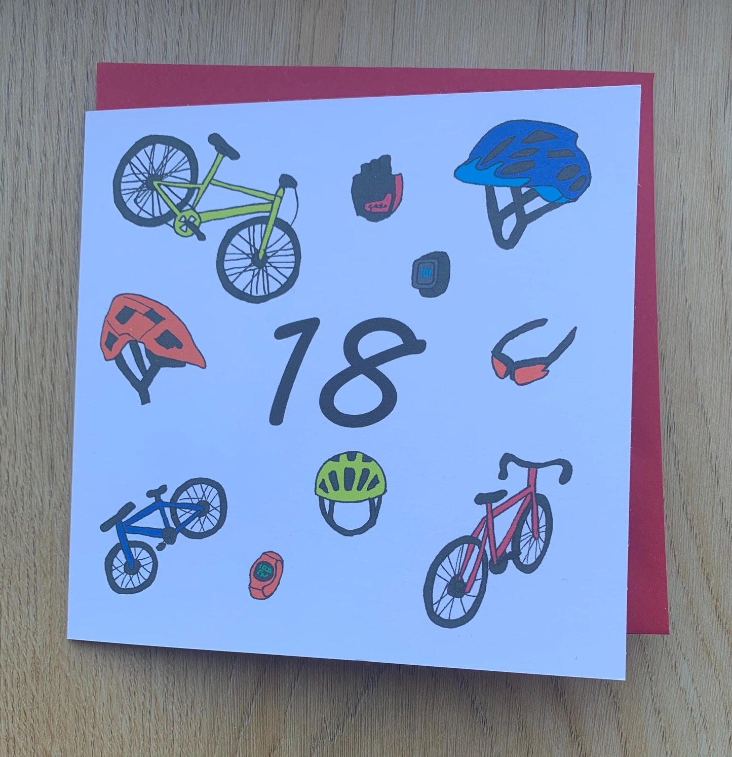 18th birthday Card, cycling, cyclist, bikes, bike, cycle, male, him, sporty, 18, eighteen