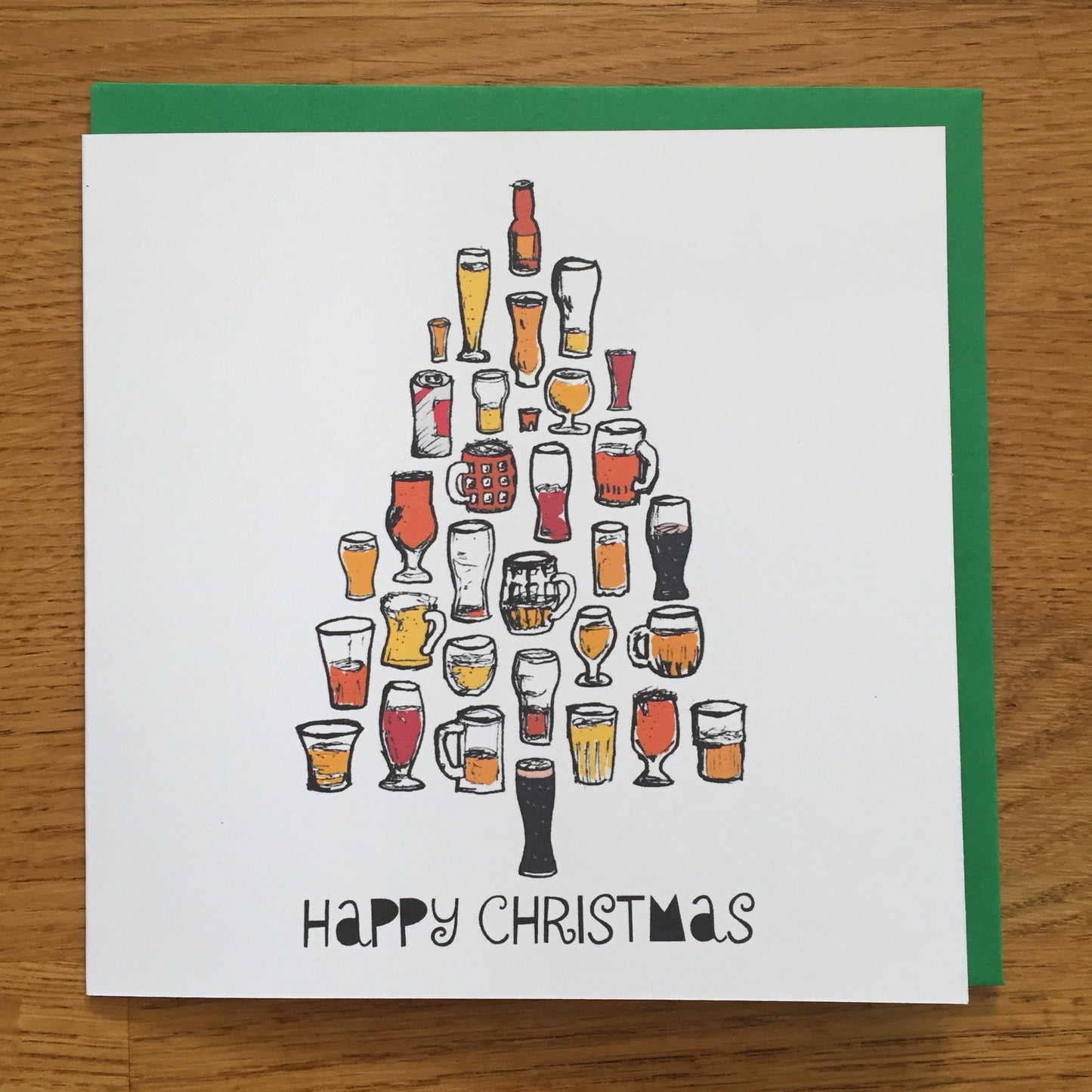 beer Christmas card, male Christmas card, beer Christmas tree