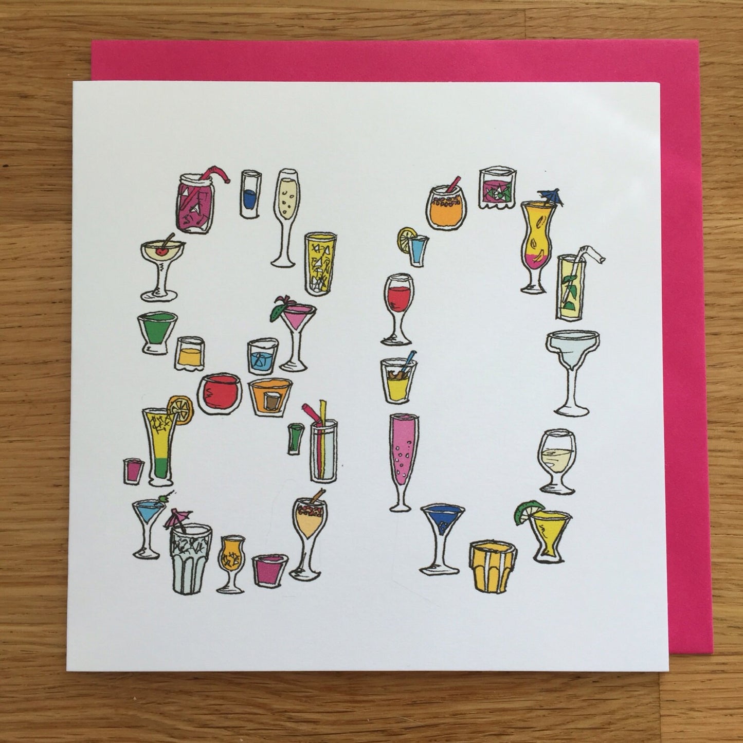 80 birthday card, eightiet, cocktail eighty 80th
