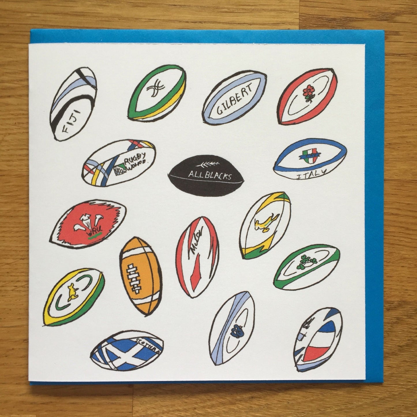 Rugby card, rugby happy birthday card, rugby balls