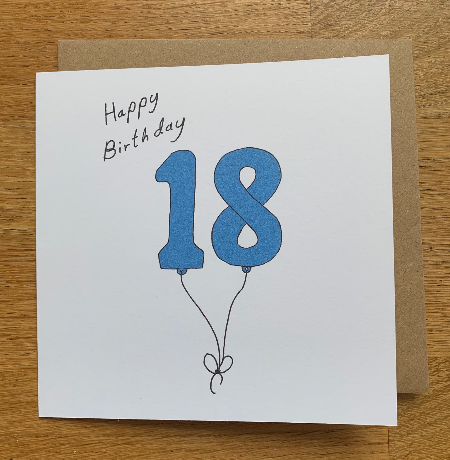 18th birthday card, 18 balloons, for men, for him, male, cute, blue,