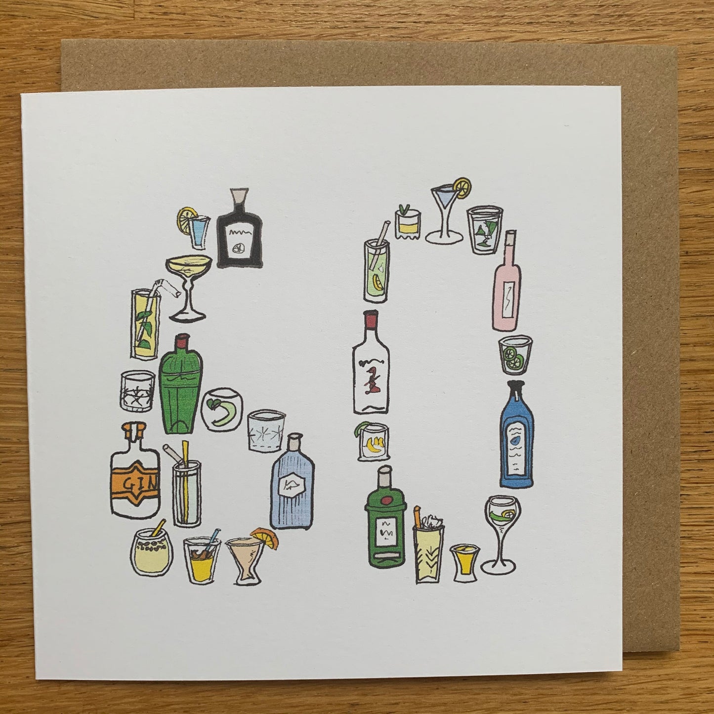 60th birthday card, gin 60 card, gin card, 60, gin