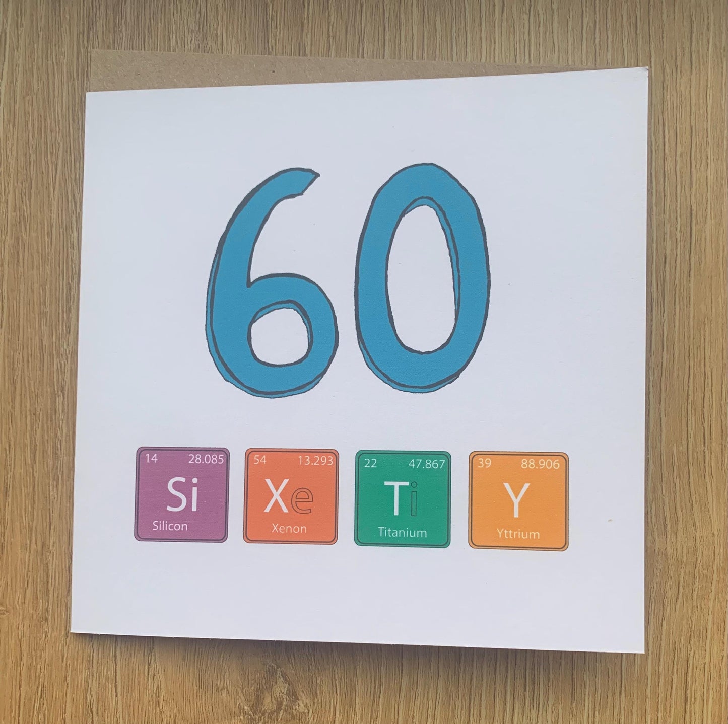 60th birthday card, 60 card, for men, male, man, sixty card, period table, scientist, dr, nurse, pharmacist, teacher, science.