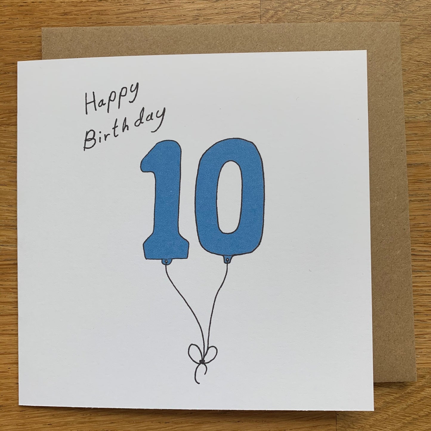 10th birthday card, 10 balloons, for men, for him, male, cute, blue,