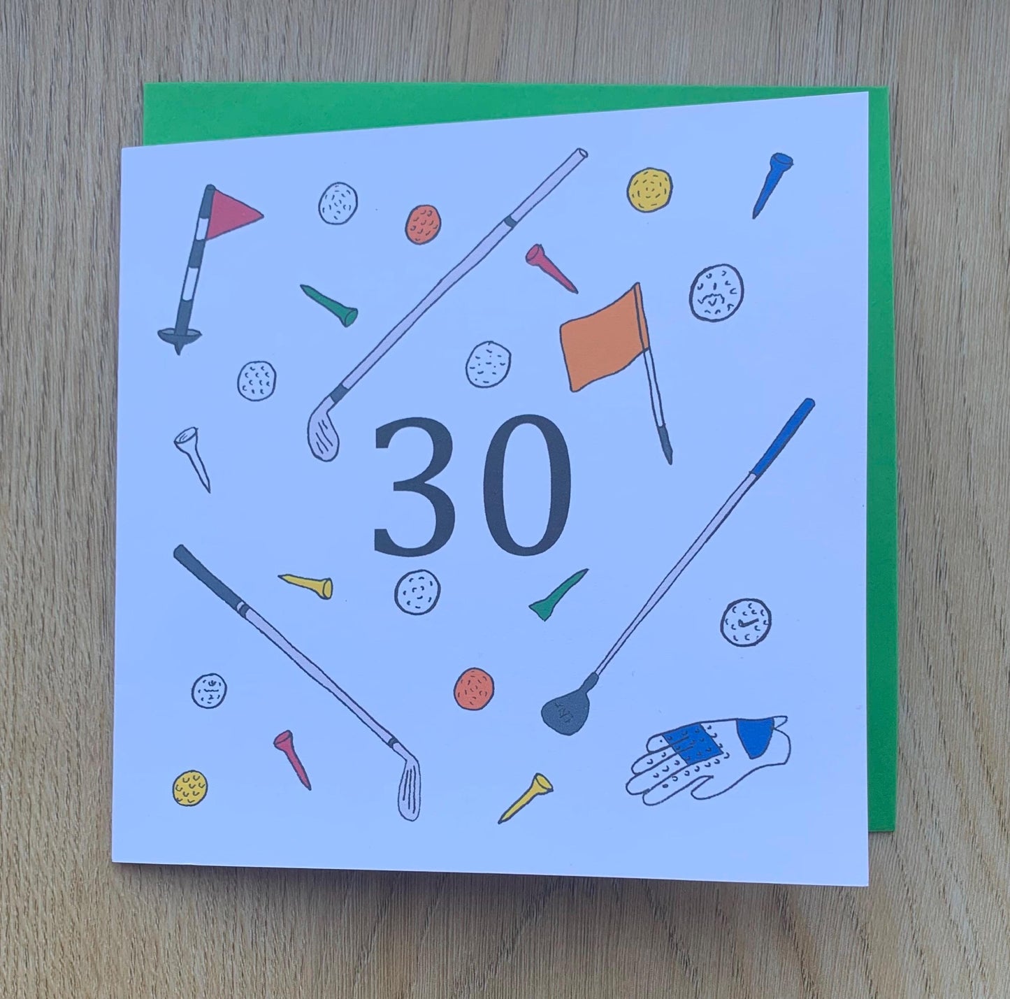 30th birthday card, Golf, male birthday card, golfing, sports greatings card, golf lover gift, 30, thirty
