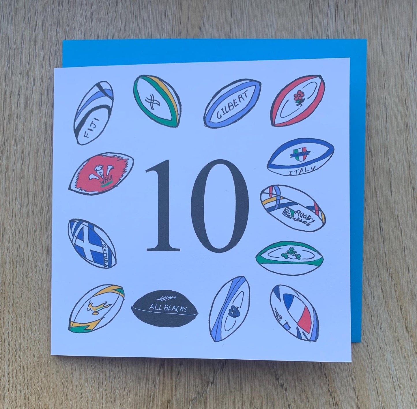 10th birthday card, rugby, 10, sporty, ten, boy, girl