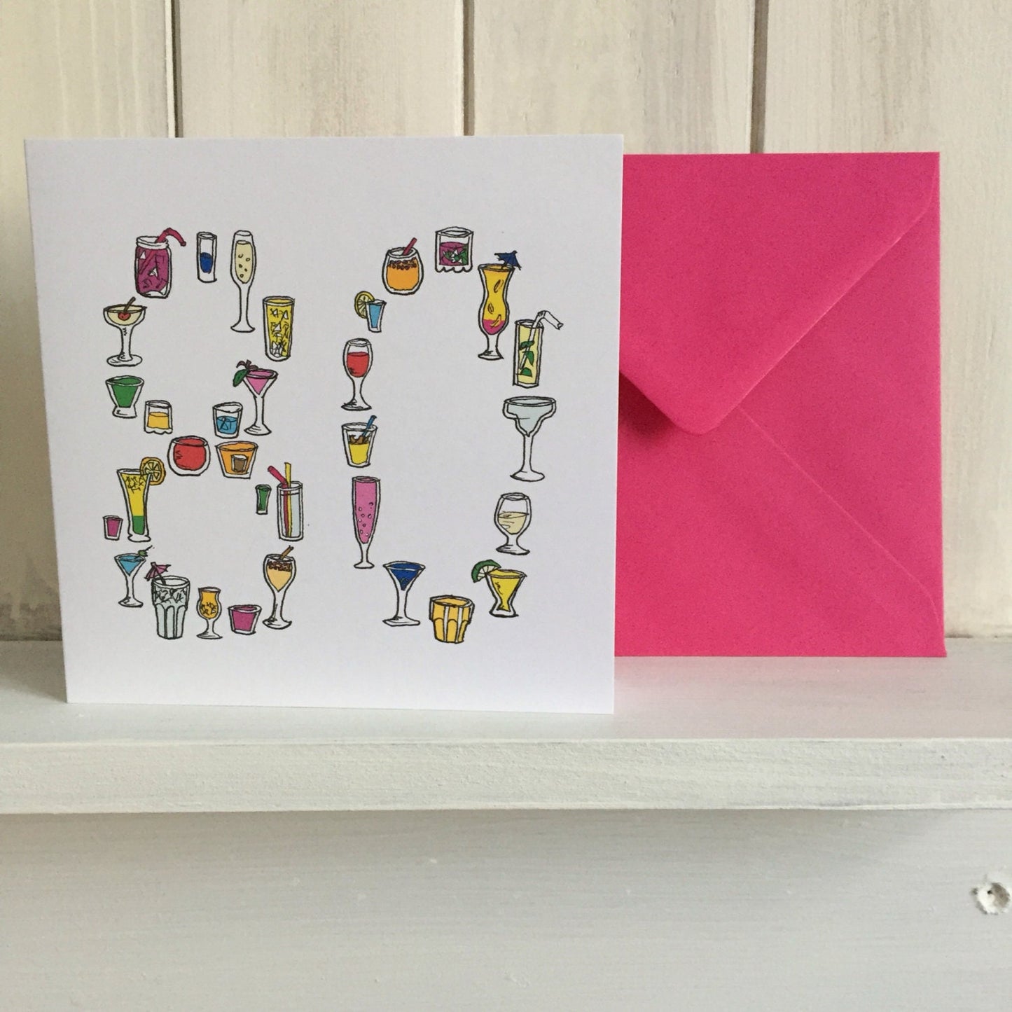 80 birthday card, eightiet, cocktail eighty 80th