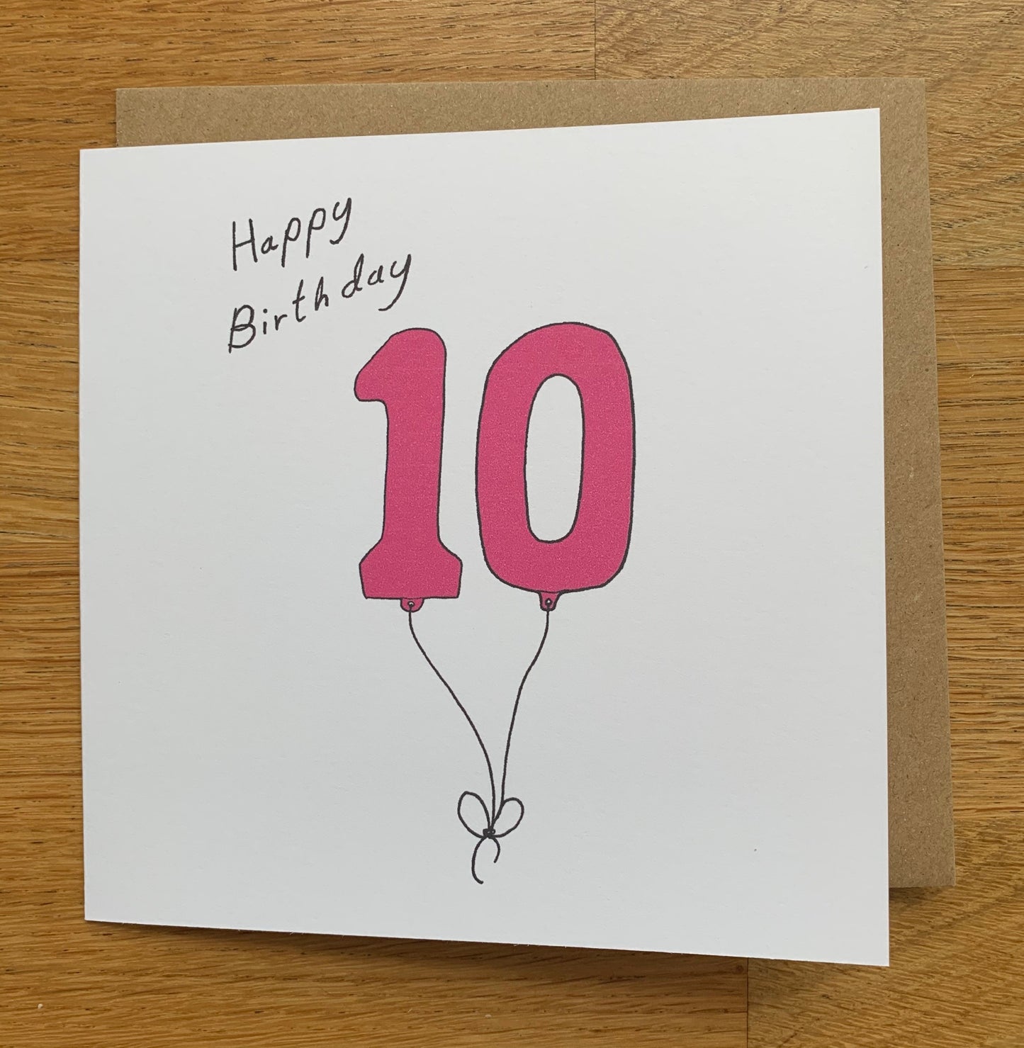 10th birthday card, 10 balloons, for women, for her, woman, female, cute, pink,