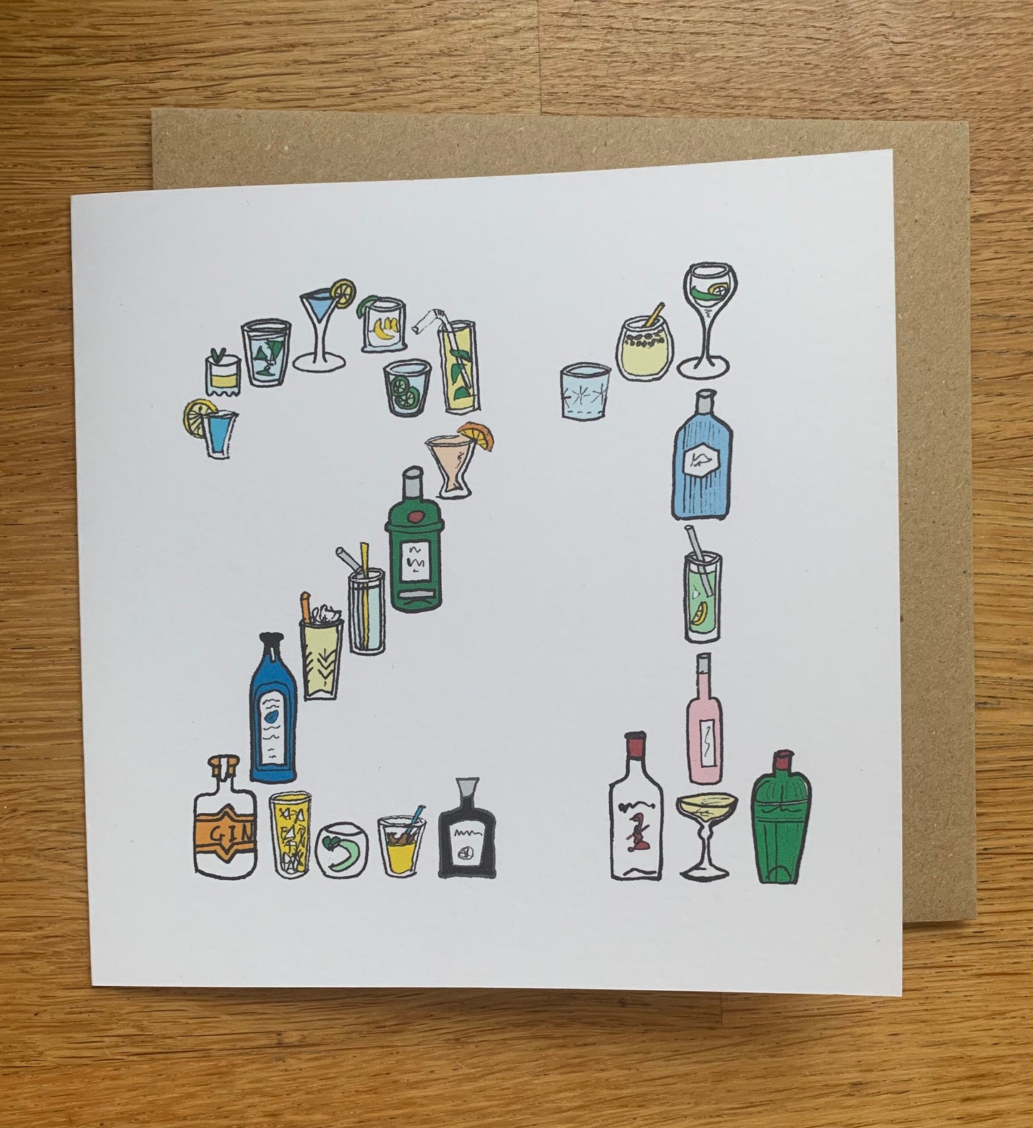 21st gin birthday card, 21 birthday card, gin card, twenty one, 21st, twenty firsts