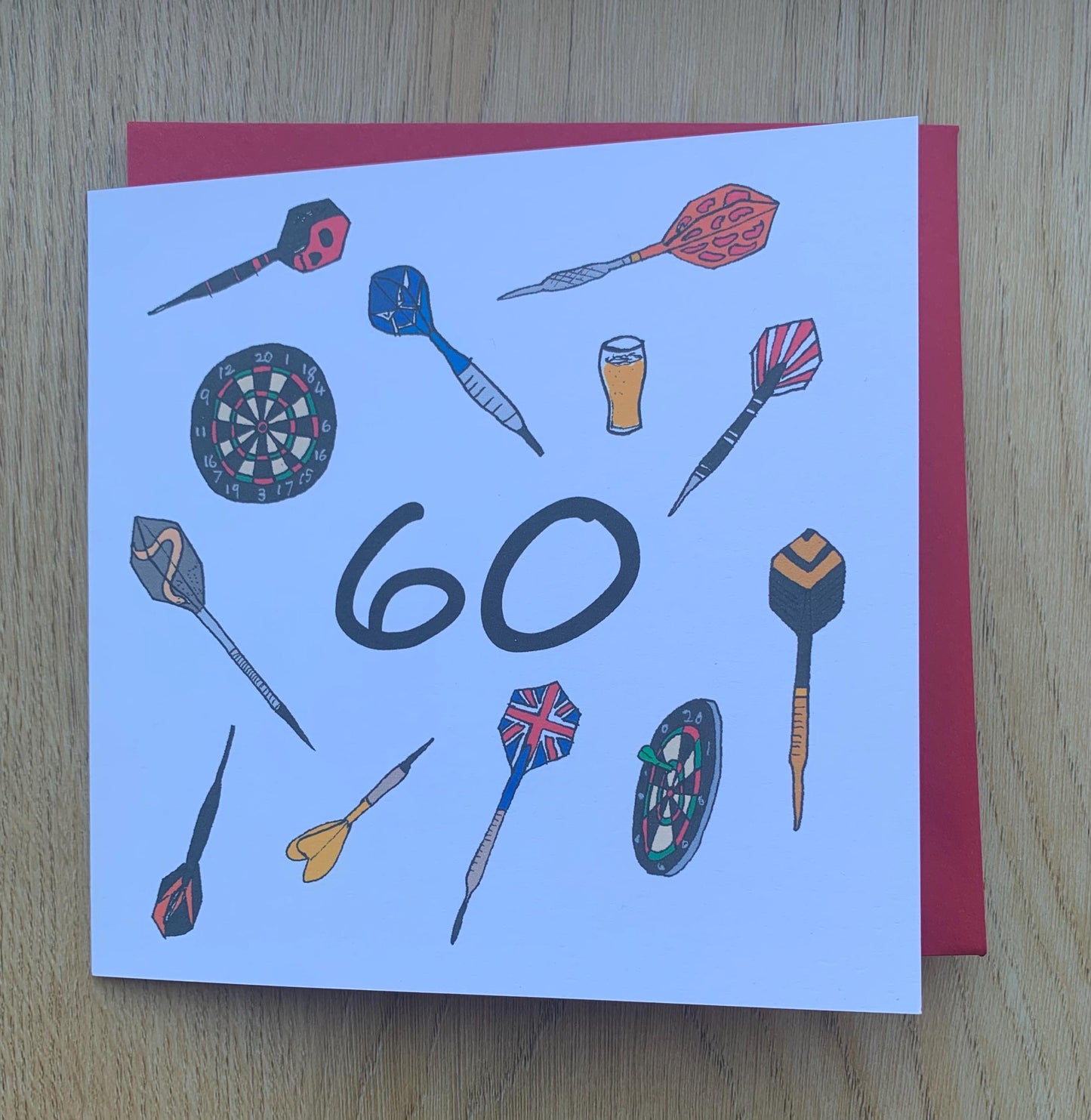 60th Birthday card/ darts/ 60/ for him / for her, sporty/ sixty