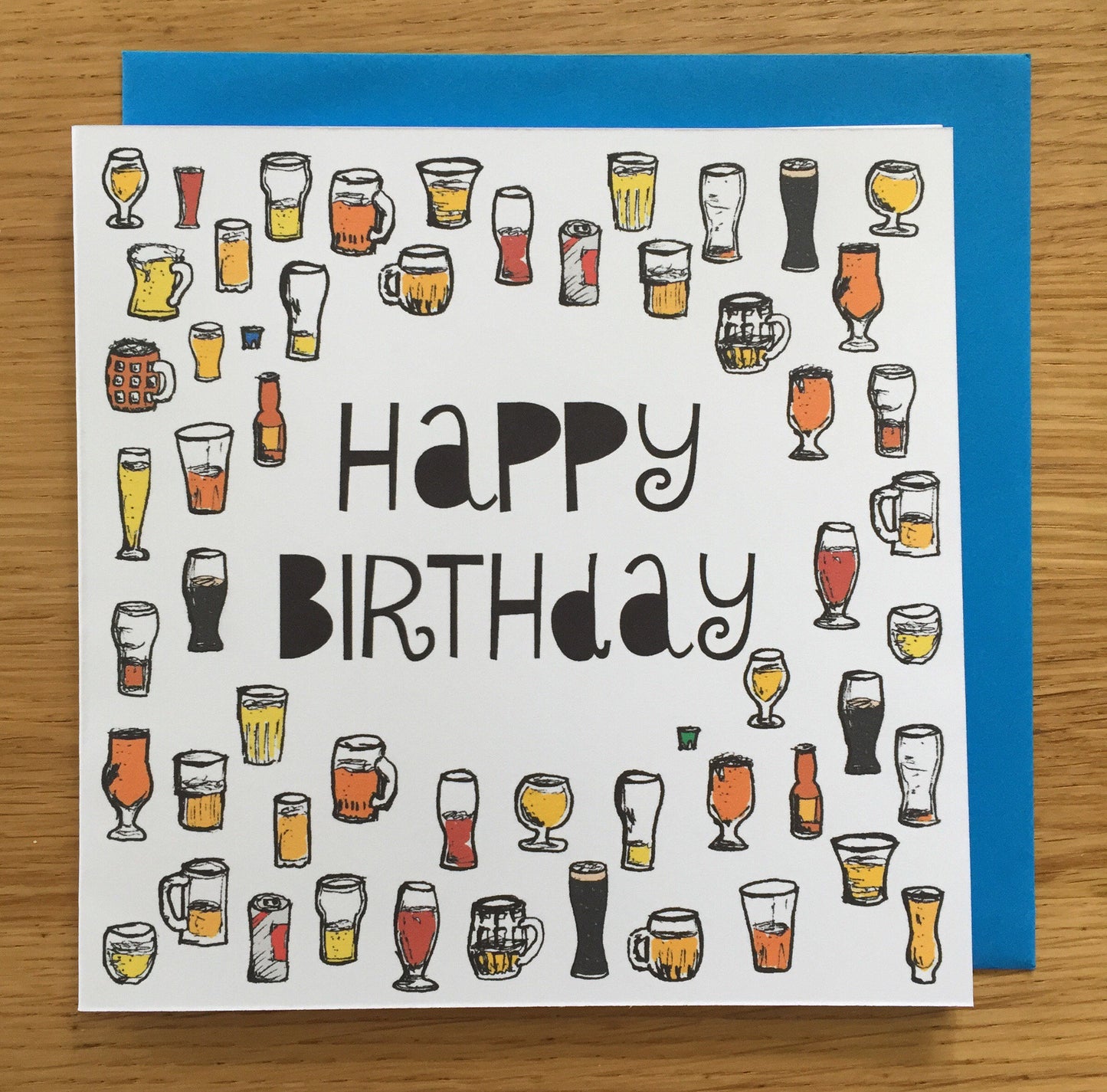 Beer Birthday Card – Hand-Drawn Brew Lover Greeting – Birthday Card for Him -male - man