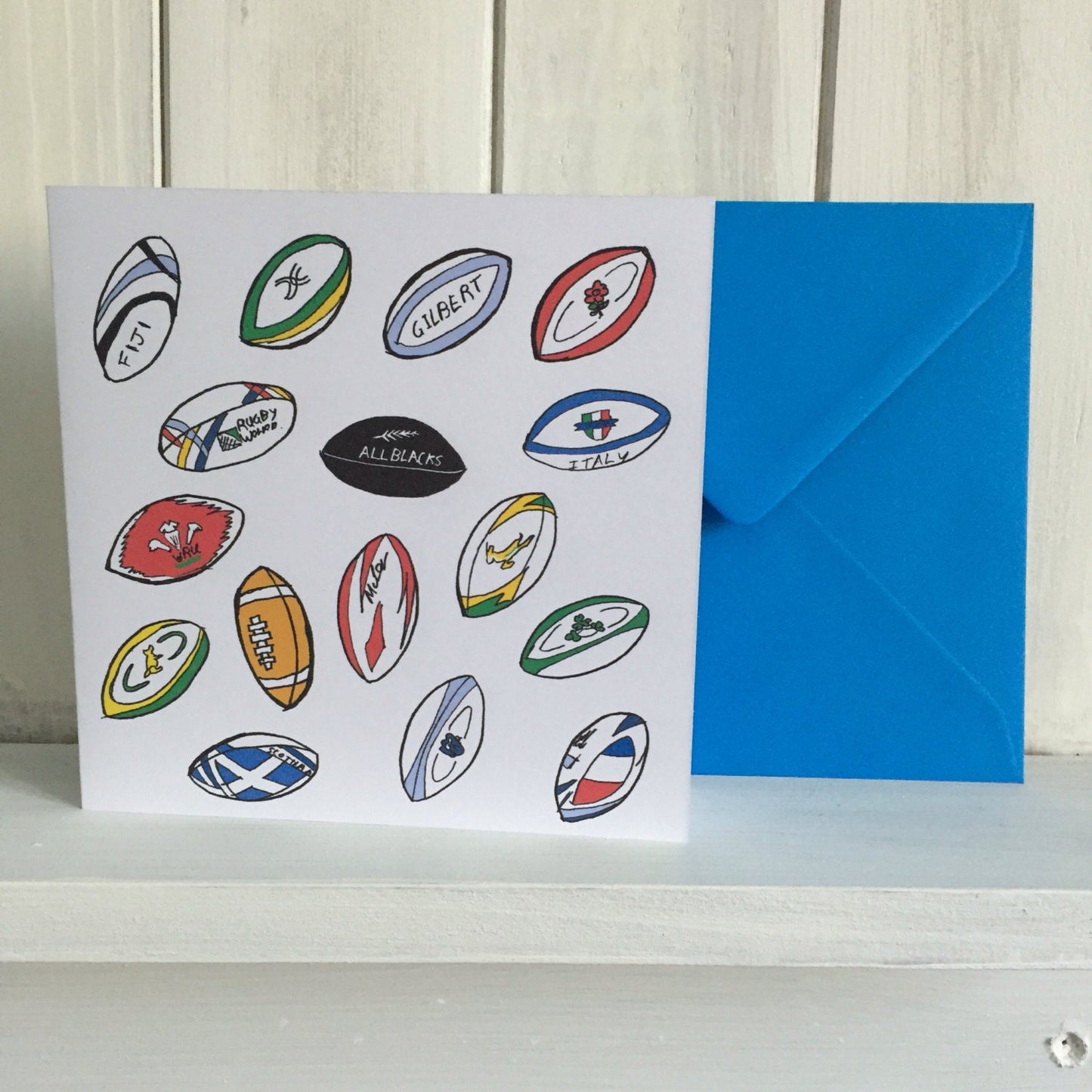 Rugby card, rugby happy birthday card, rugby balls