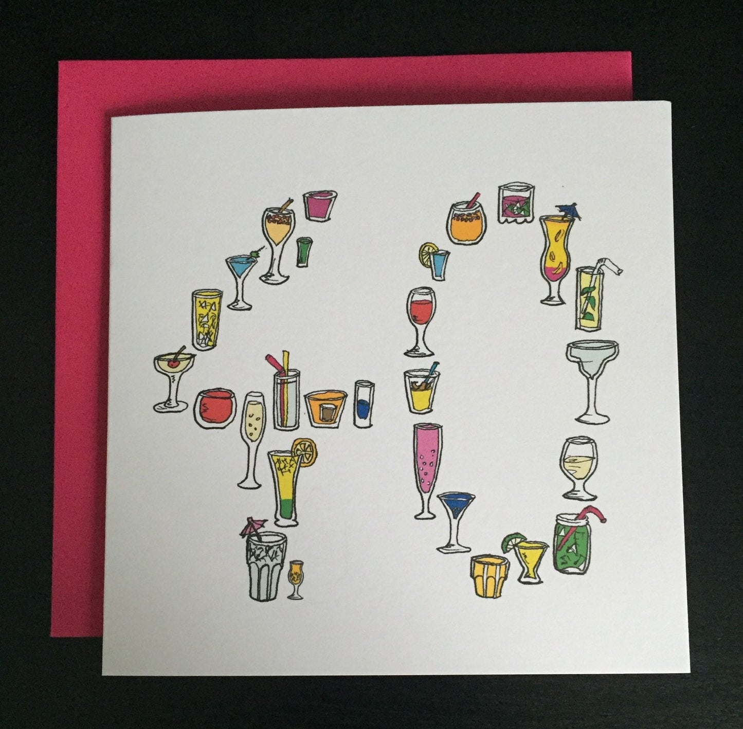 40th birthday card / drinking / forth card / cocktails / 40