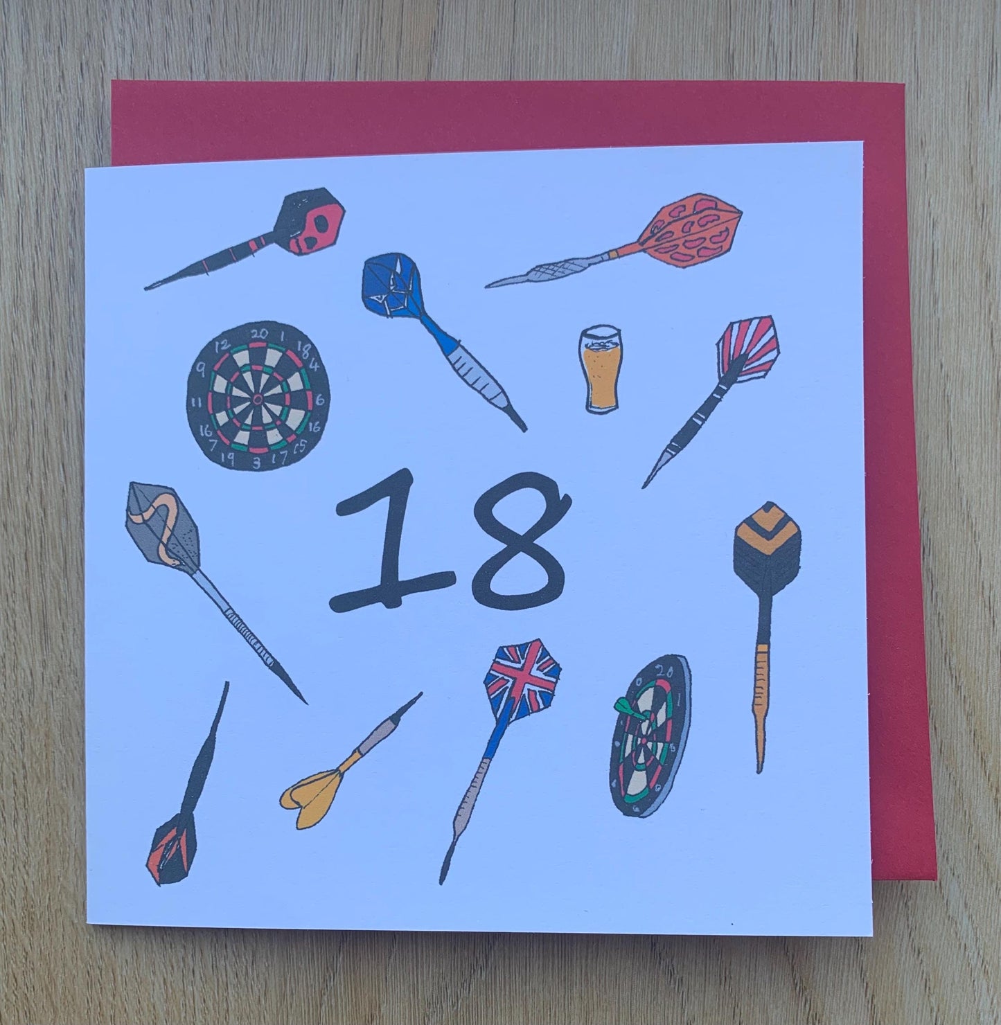 18th Birthday card/ darts/ 18/ for him / for her, sporty