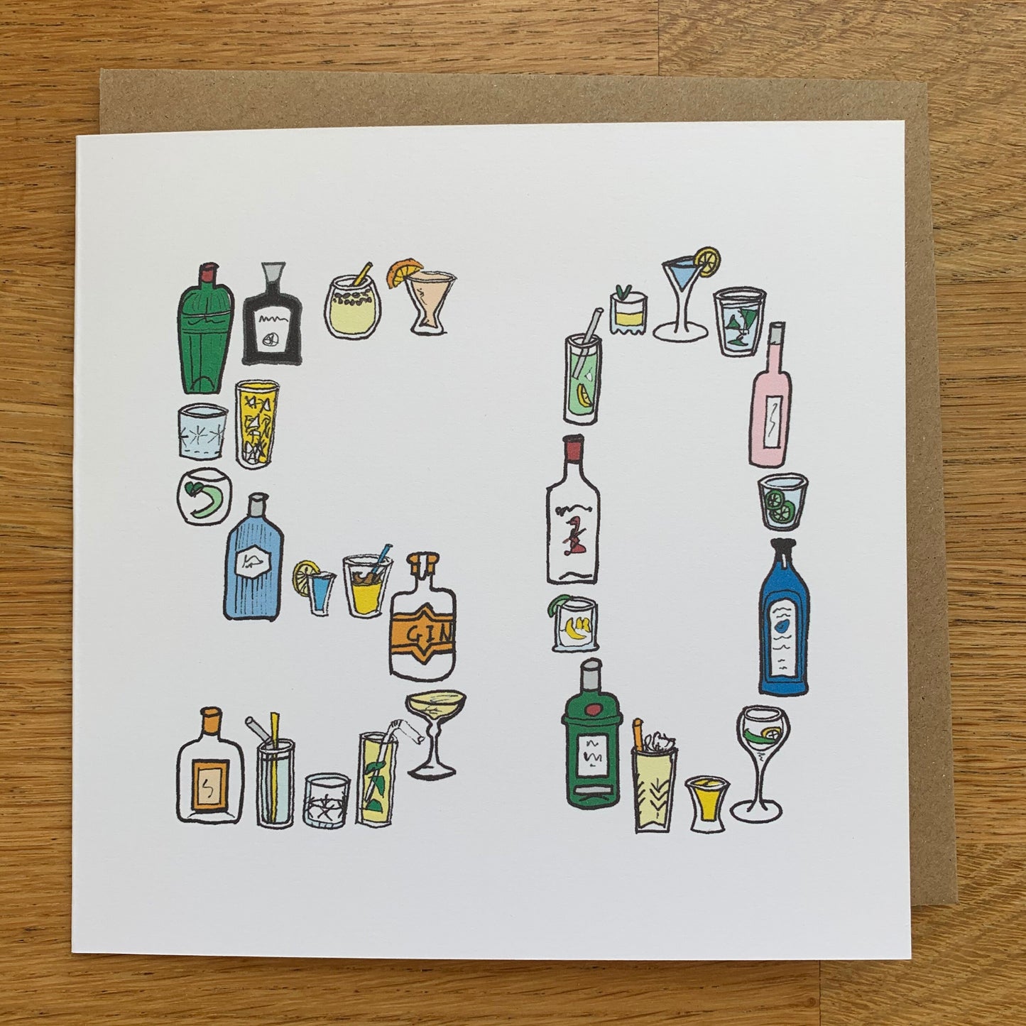 50th birthday card/ 50 card/ gin/ gin card