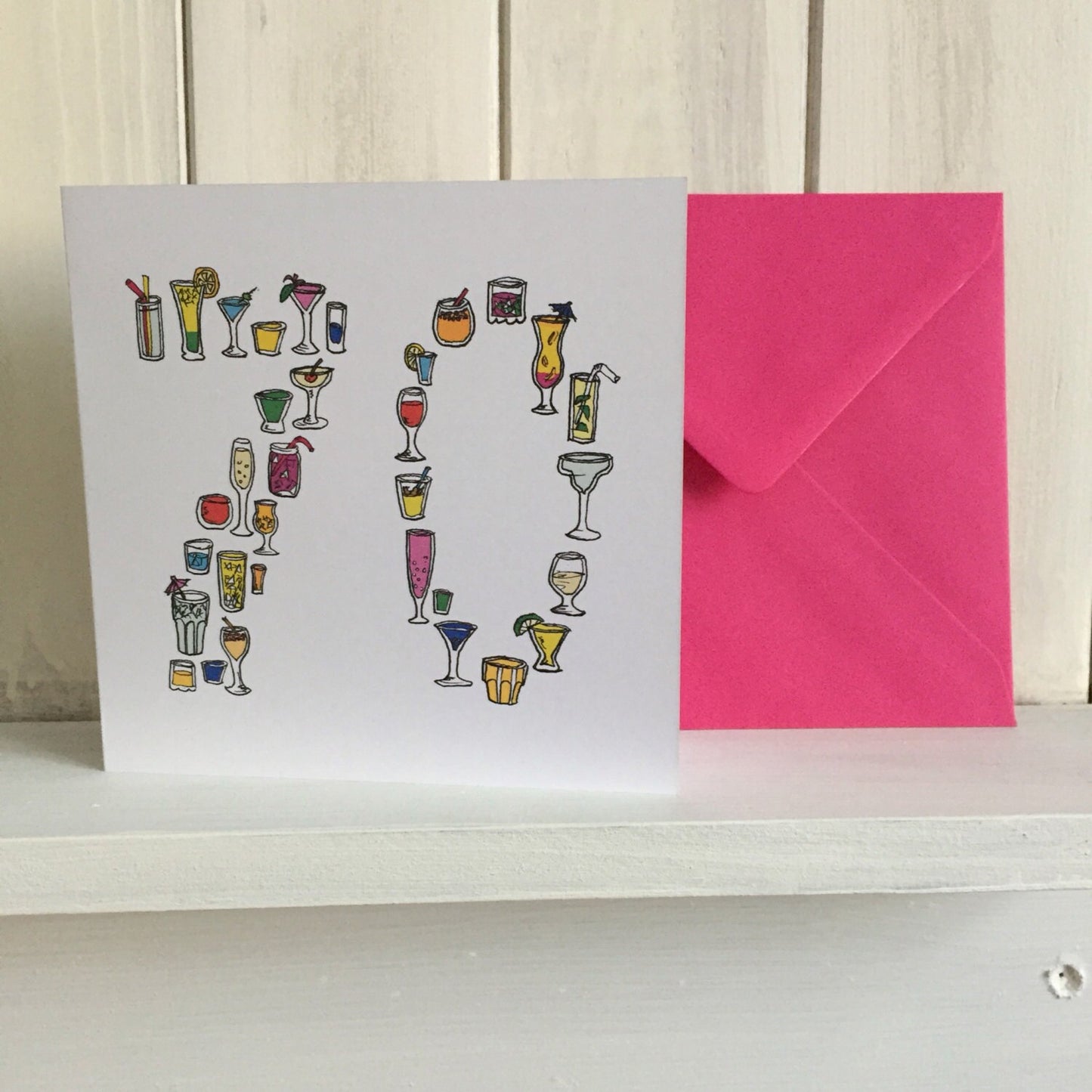 70th birthday card, 70 seventy seventh cocktail card