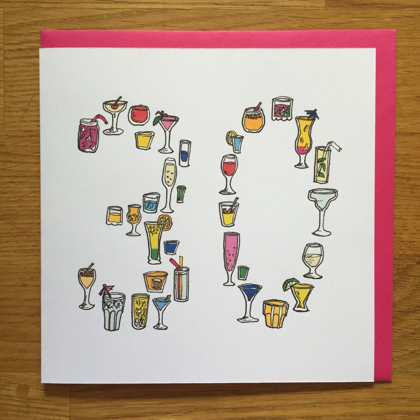 30th birthday card, drinking card, thirty thirtieth birthday 30 cocktails